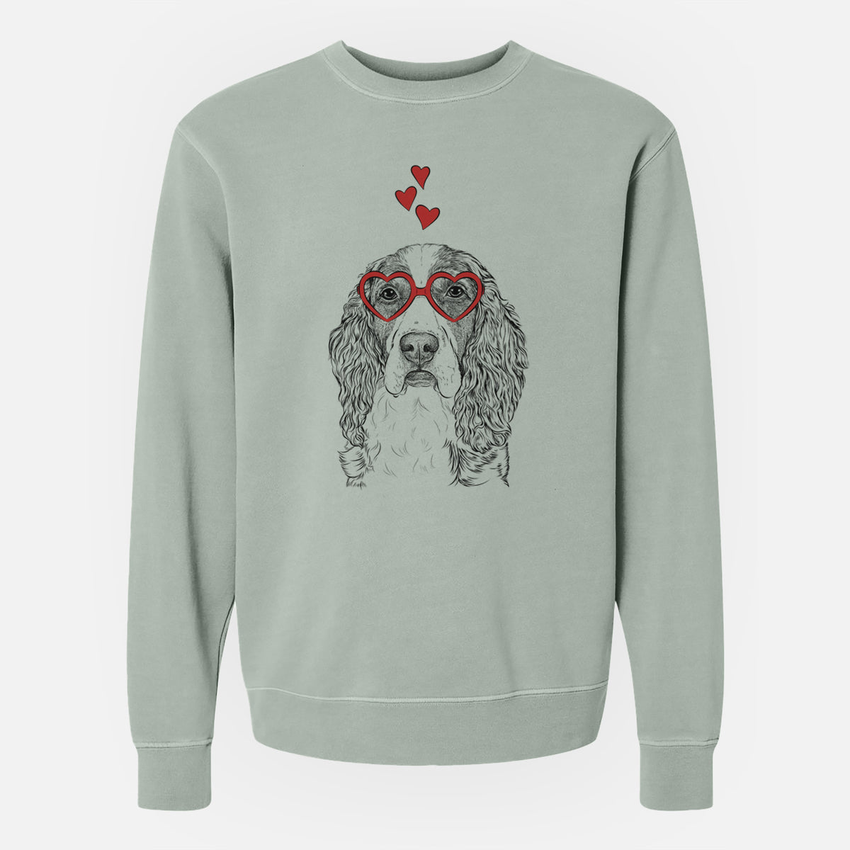 Valentine Red the English Springer Spaniel - Unisex Pigment Dyed Crew Sweatshirt