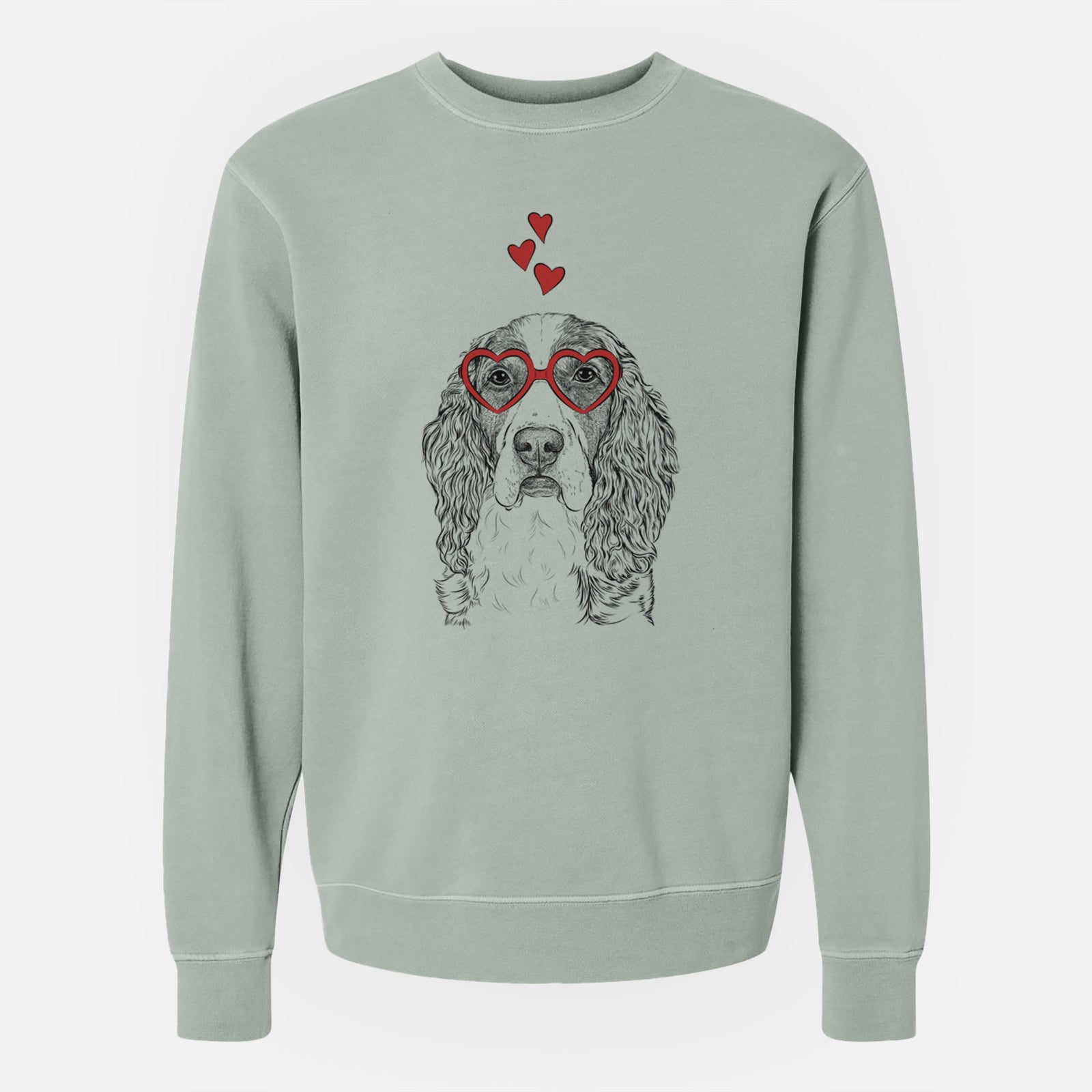 Valentine Red the English Springer Spaniel - Unisex Pigment Dyed Crew Sweatshirt