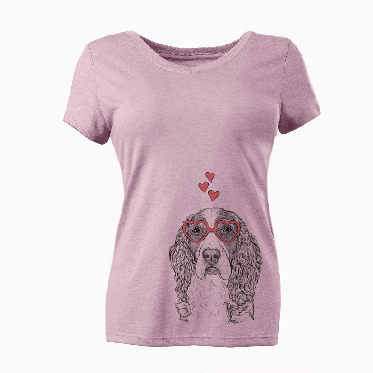Valentine Red the English Springer Spaniel - Women's V-neck Shirt
