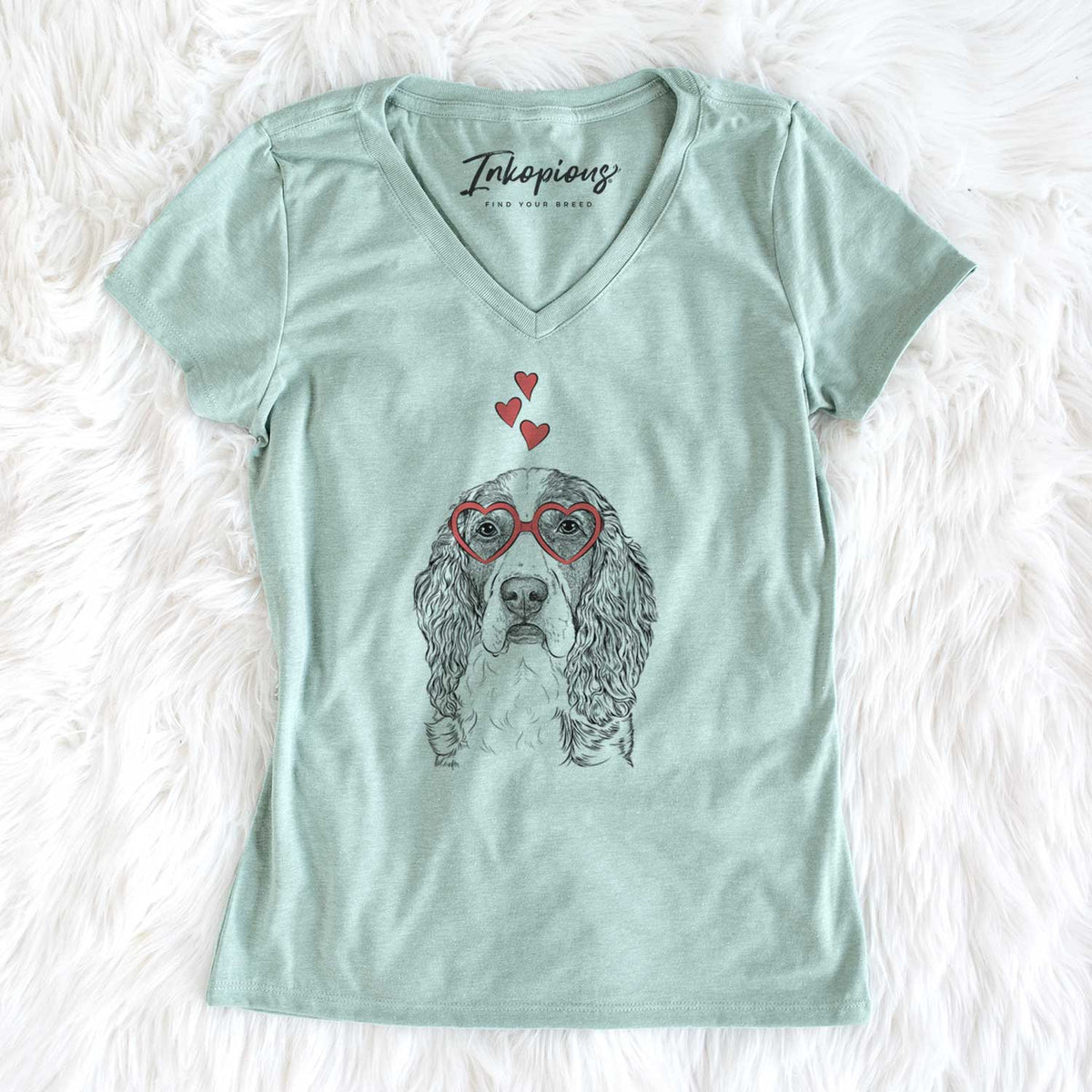 Valentine Red the English Springer Spaniel - Women's V-neck Shirt