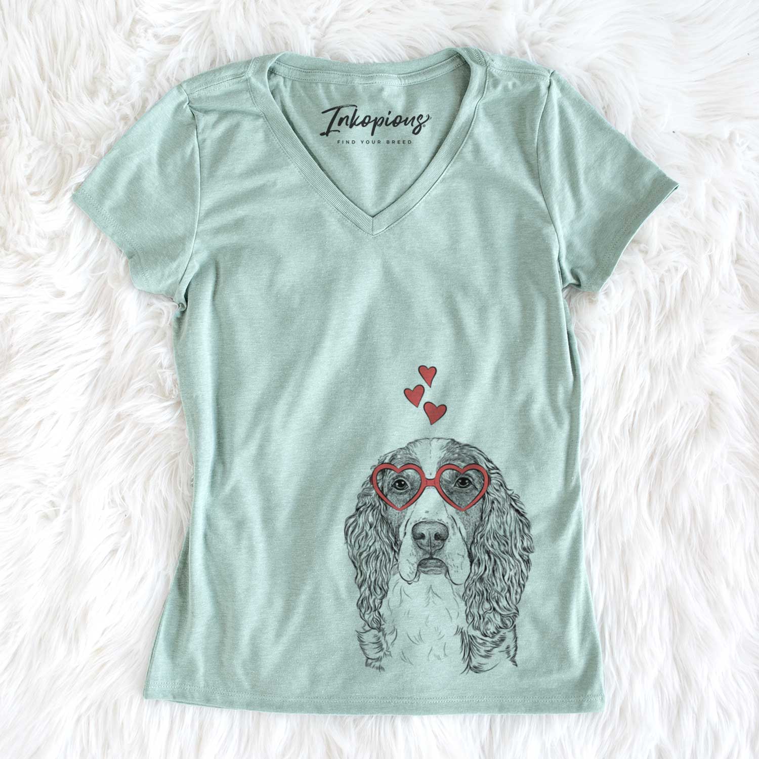 Valentine Red the English Springer Spaniel - Women's V-neck Shirt