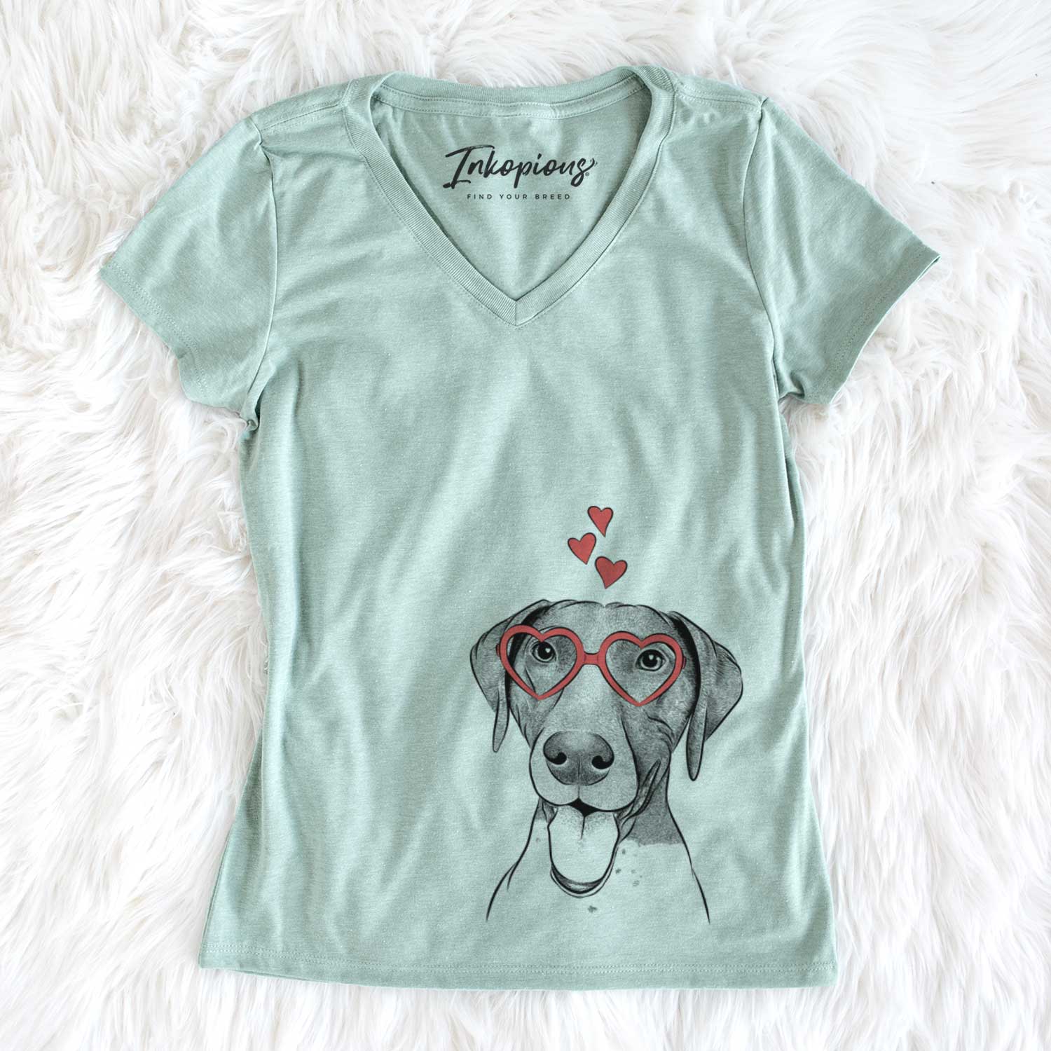 Valentine Remi the German Shorthaired Pointer - Women's V-neck Shirt