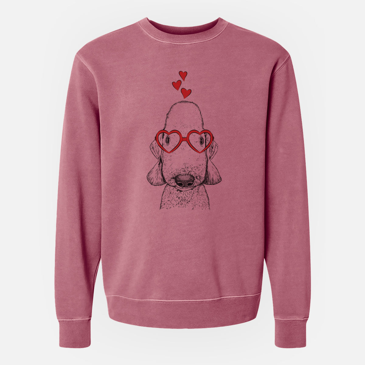 Valentine Remington the Bedlington Terrier - Unisex Pigment Dyed Crew Sweatshirt