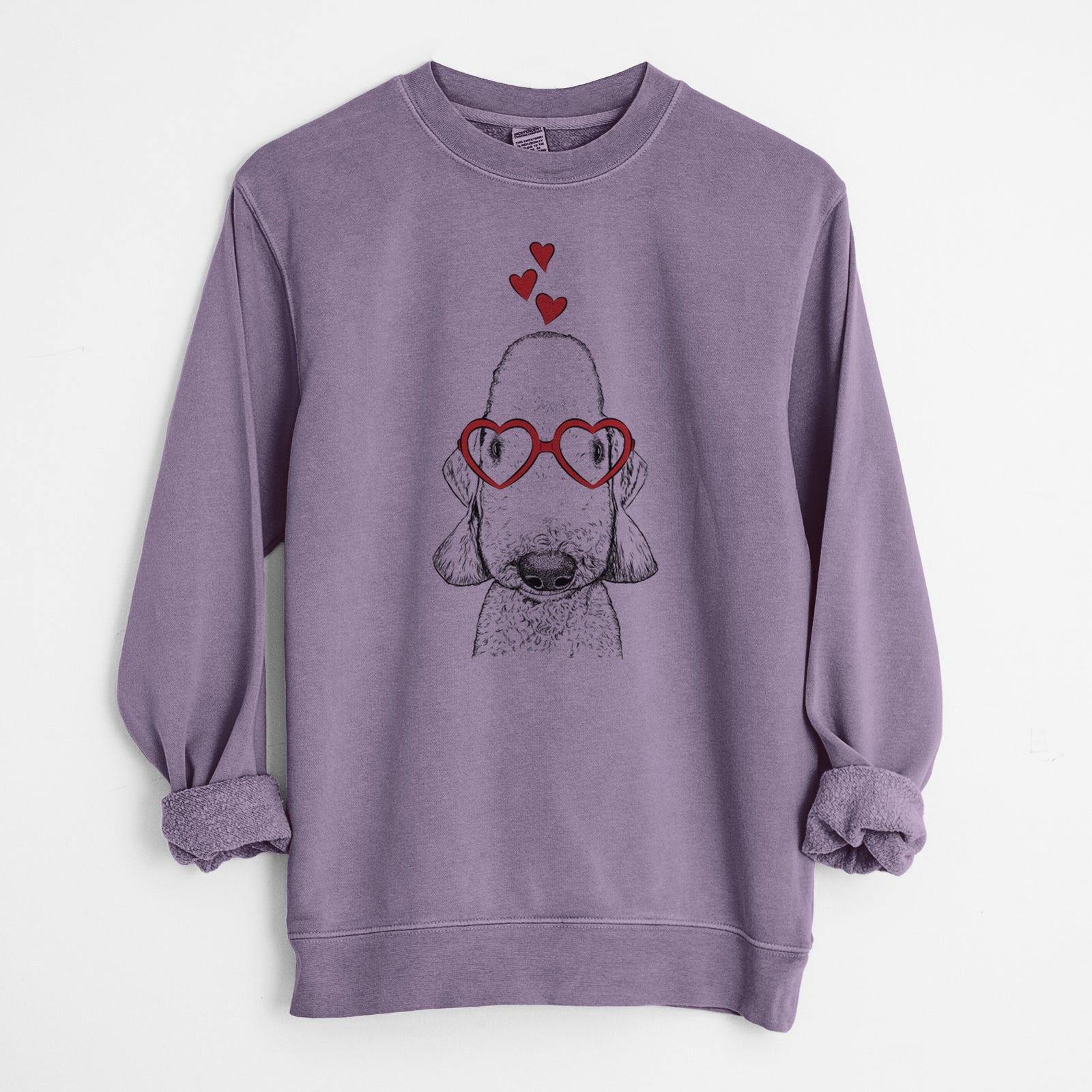 Valentine Remington the Bedlington Terrier - Unisex Pigment Dyed Crew Sweatshirt