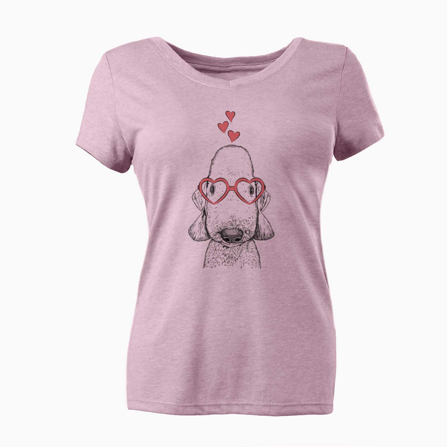 Valentine Remington the Bedlington Terrier - Women's V-neck Shirt