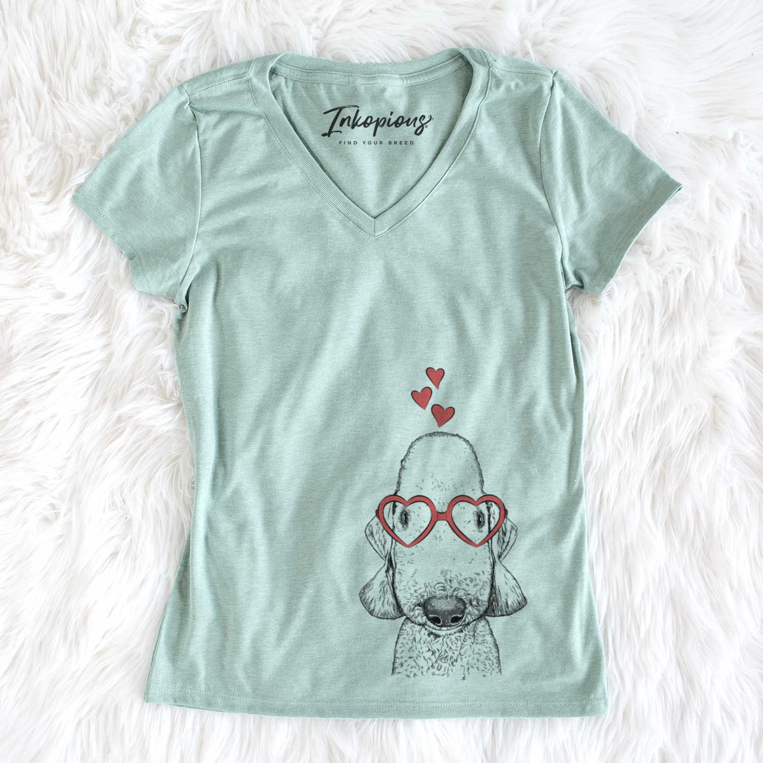 Valentine Remington the Bedlington Terrier - Women's V-neck Shirt