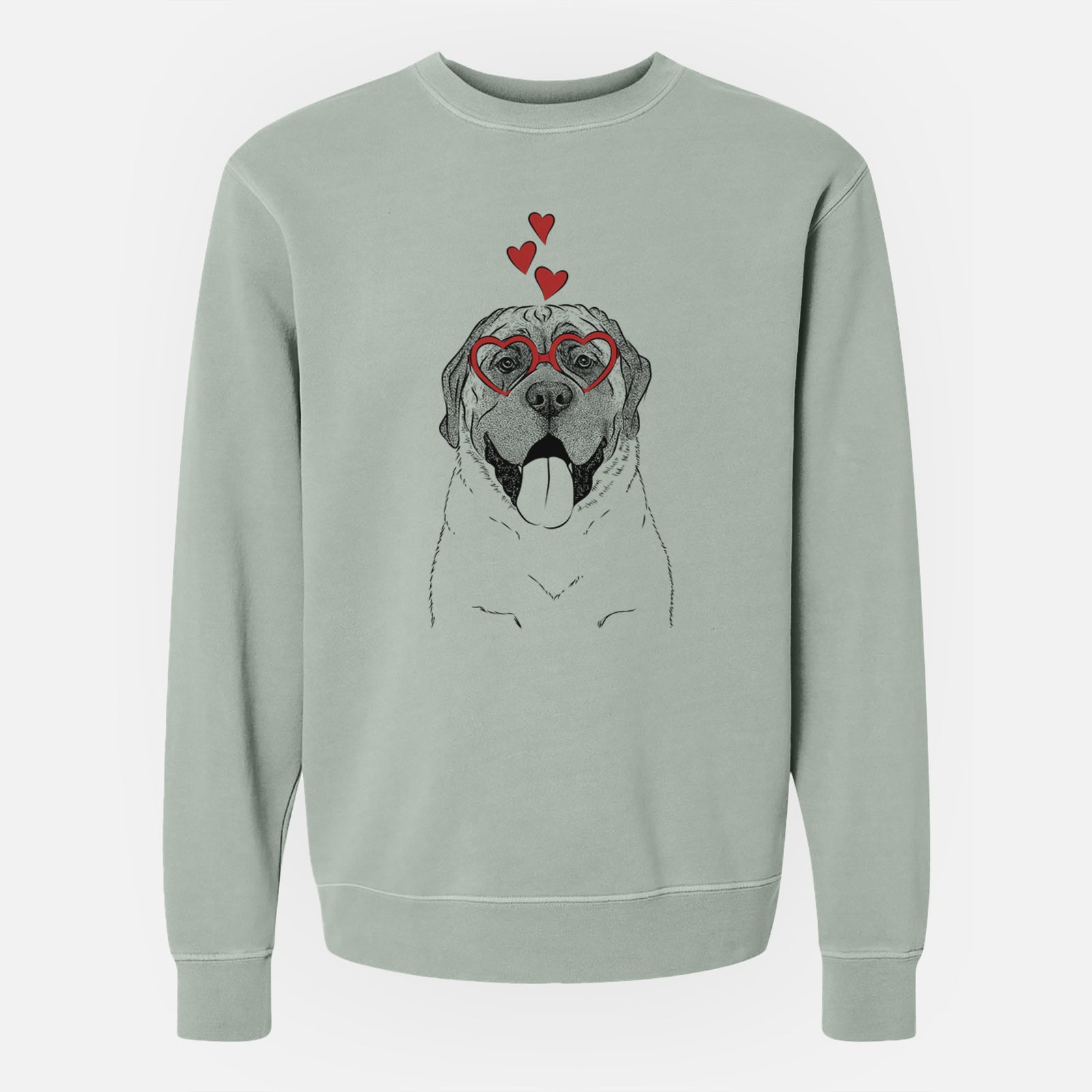Valentine Remmie the English Mastiff - Unisex Pigment Dyed Crew Sweatshirt