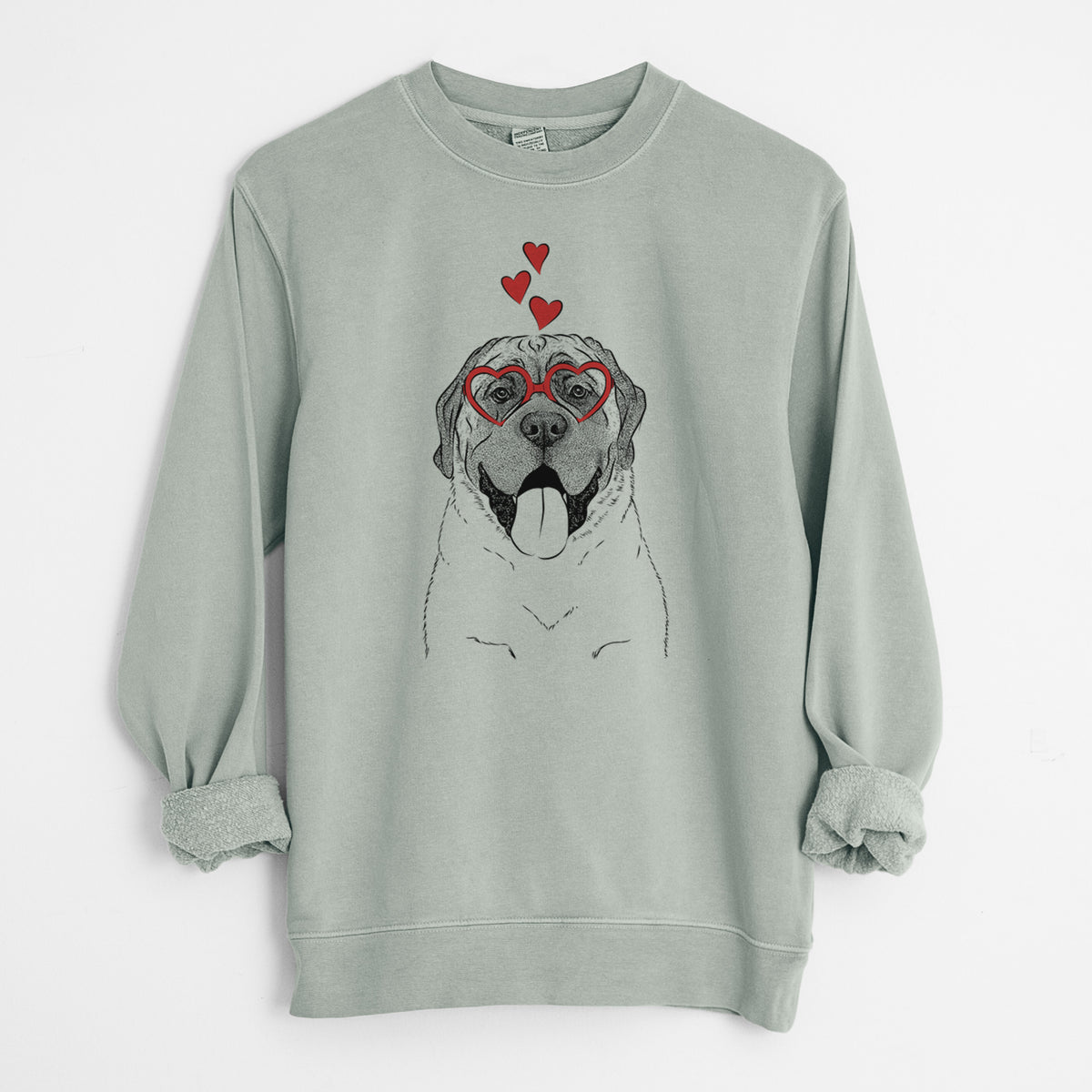 Valentine Remmie the English Mastiff - Unisex Pigment Dyed Crew Sweatshirt