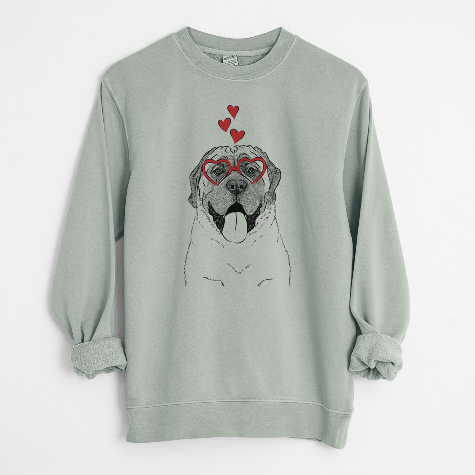Valentine Remmie the English Mastiff - Unisex Pigment Dyed Crew Sweatshirt