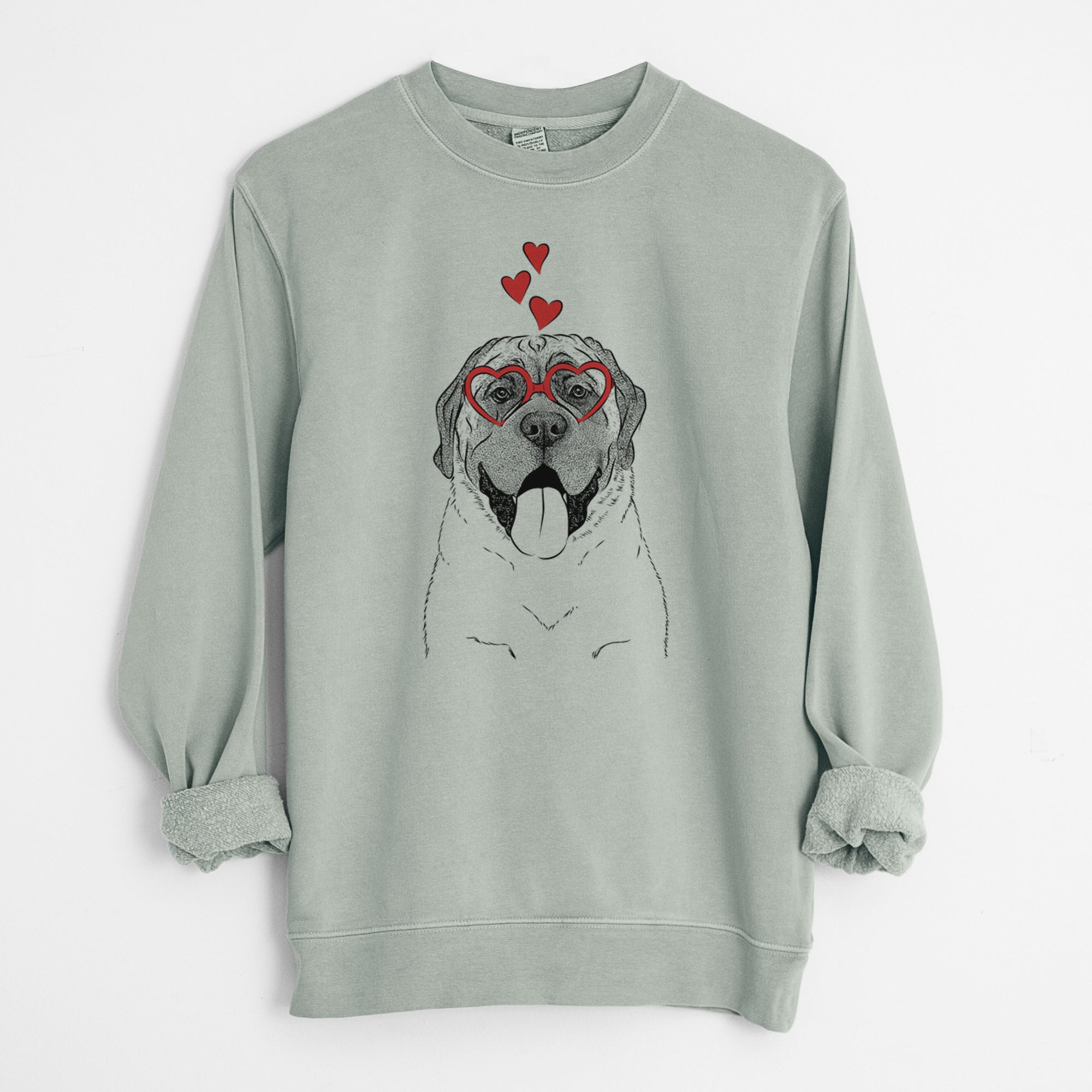 Valentine Remmie the English Mastiff - Unisex Pigment Dyed Crew Sweatshirt
