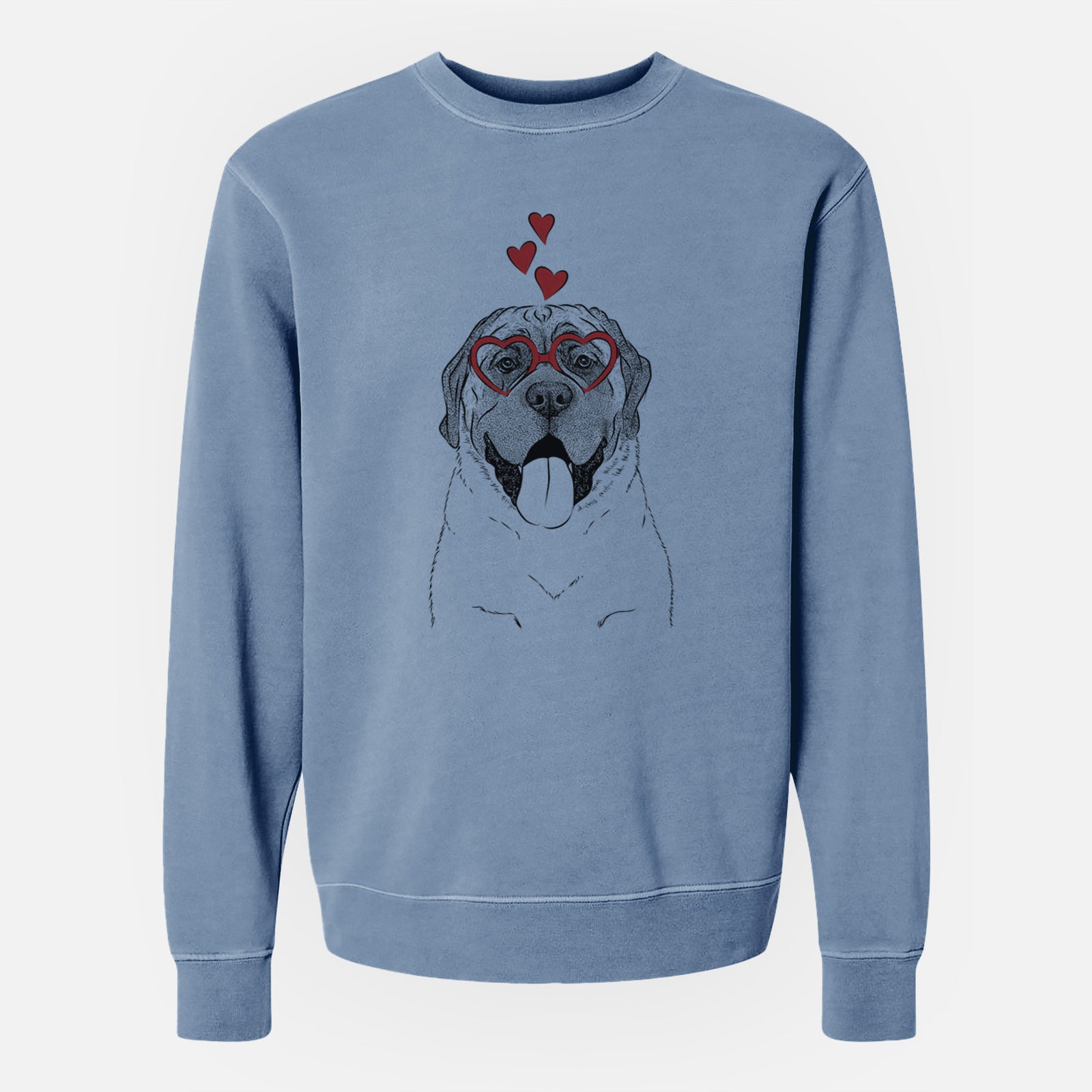 Valentine Remmie the English Mastiff - Unisex Pigment Dyed Crew Sweatshirt