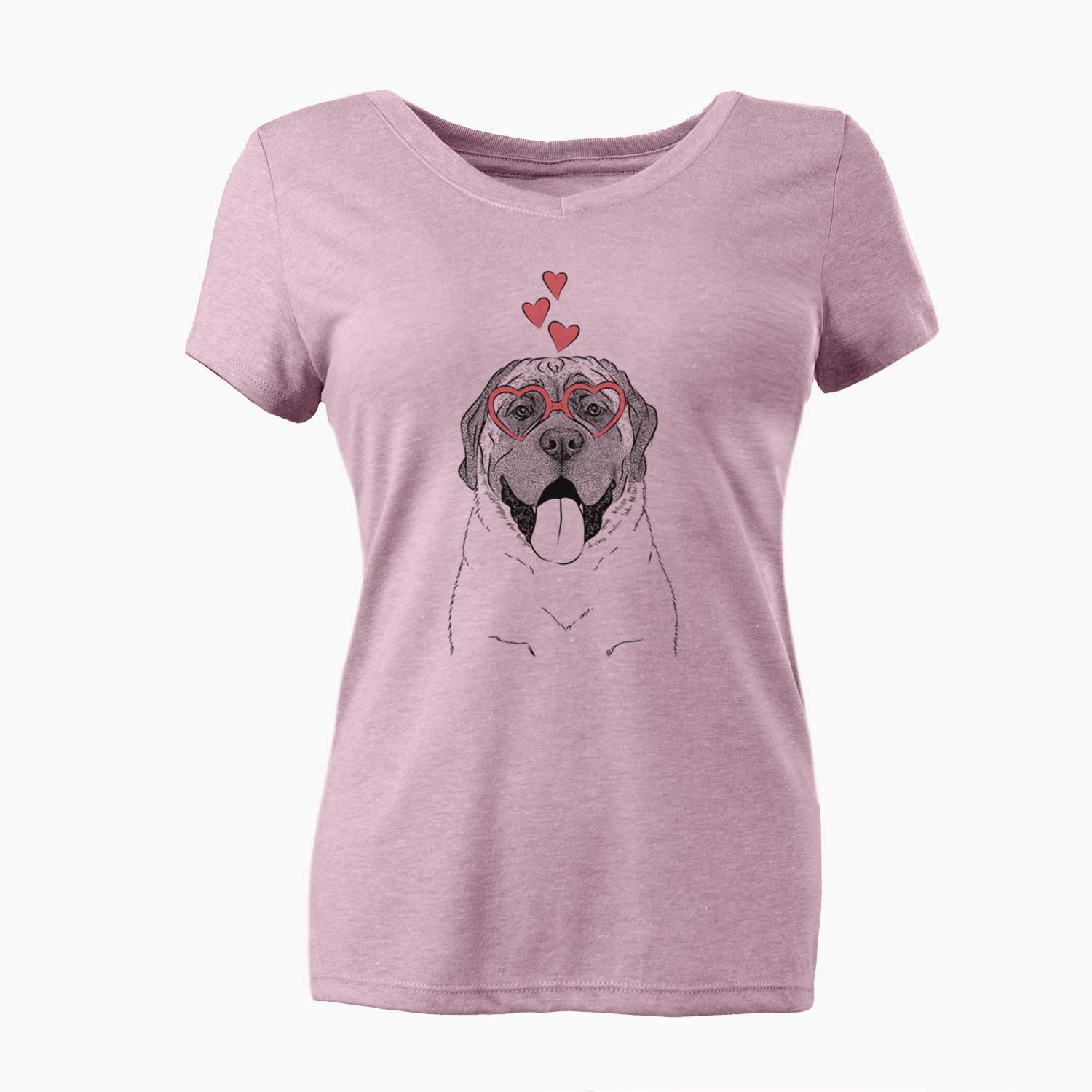 Valentine Remmie the English Mastiff - Women's V-neck Shirt