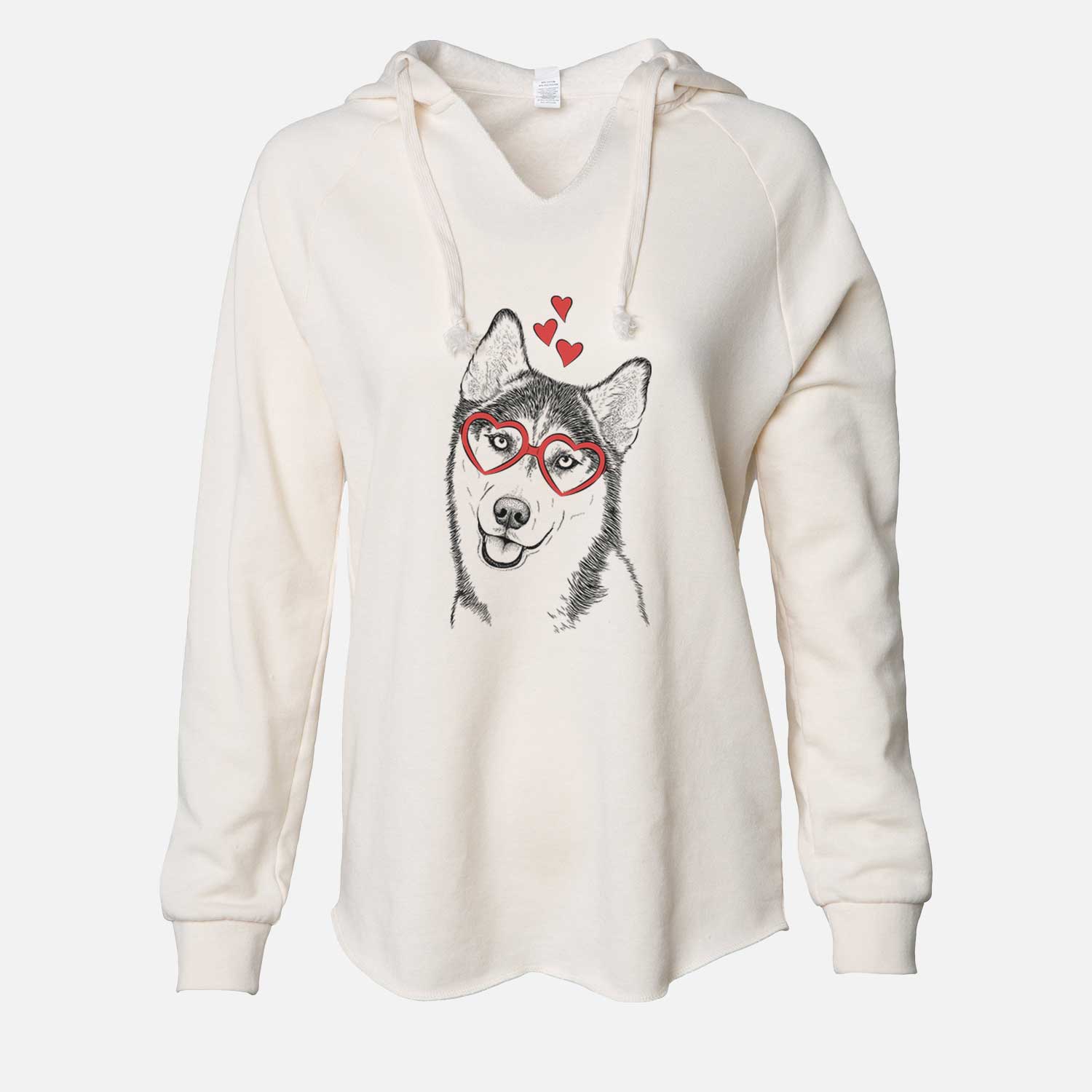 Valentine Remmie the Siberian Husky - Cali Wave Hooded Sweatshirt