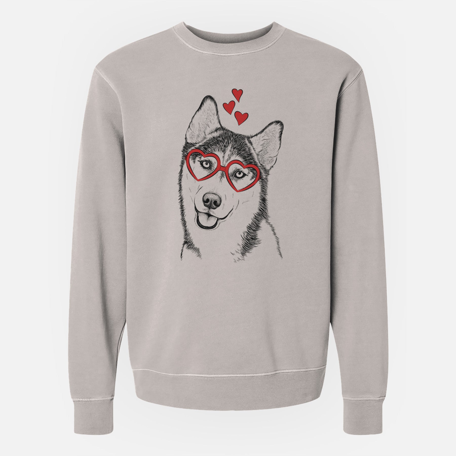 Valentine Remmie the Siberian Husky - Unisex Pigment Dyed Crew Sweatshirt