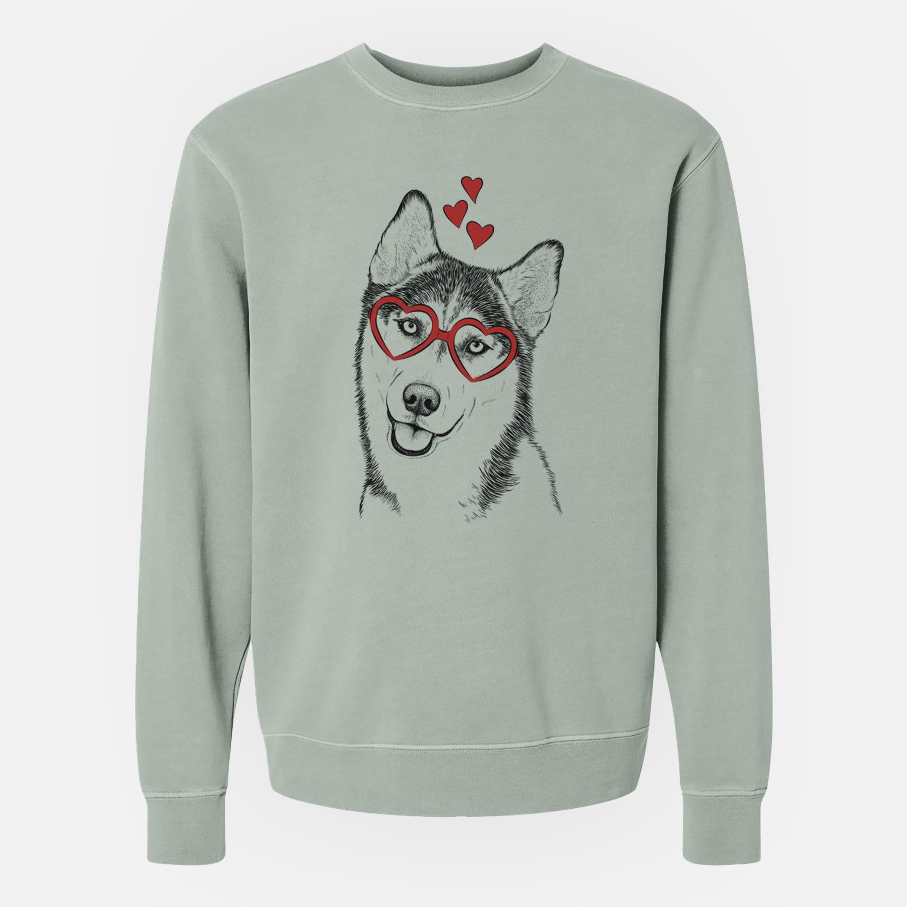 Valentine Remmie the Siberian Husky - Unisex Pigment Dyed Crew Sweatshirt