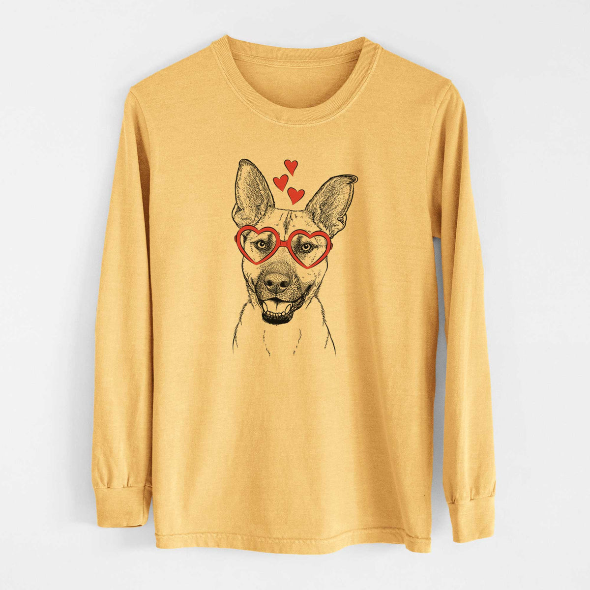 Valentine Remus the German Shepherd Mix - Heavyweight 100% Cotton Long Sleeve