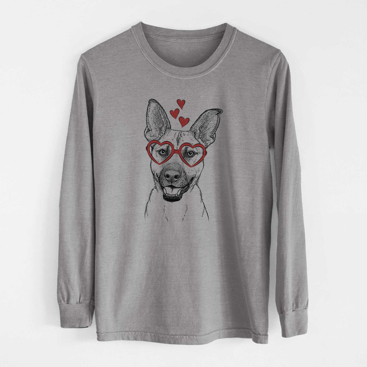 Valentine Remus the German Shepherd Mix - Heavyweight 100% Cotton Long Sleeve