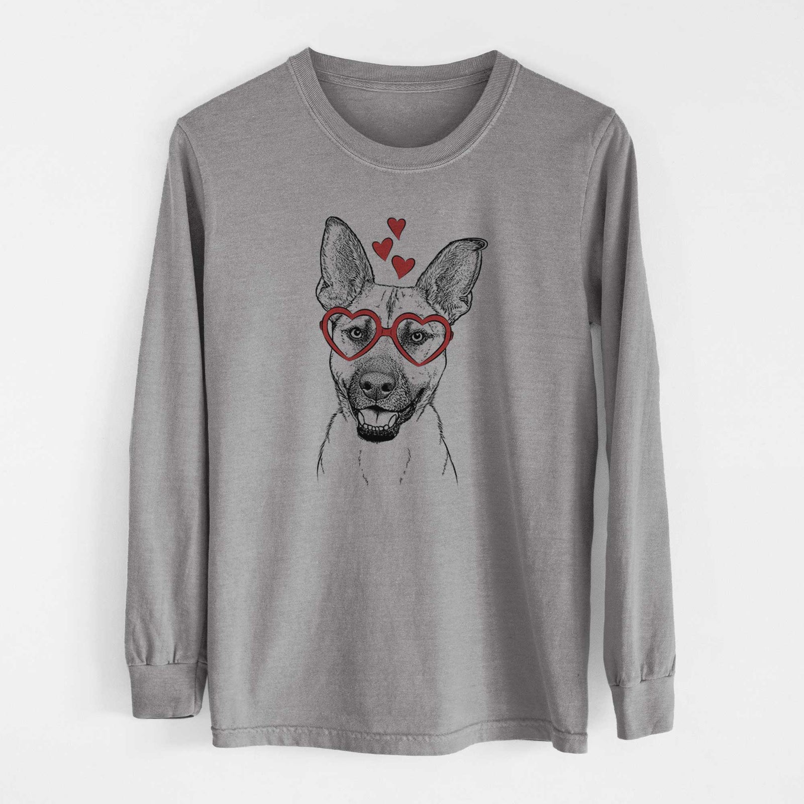 Valentine Remus the German Shepherd Mix - Heavyweight 100% Cotton Long Sleeve