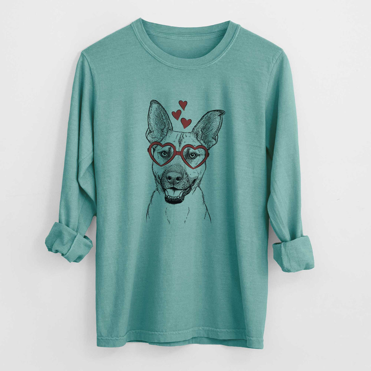 Valentine Remus the German Shepherd Mix - Heavyweight 100% Cotton Long Sleeve
