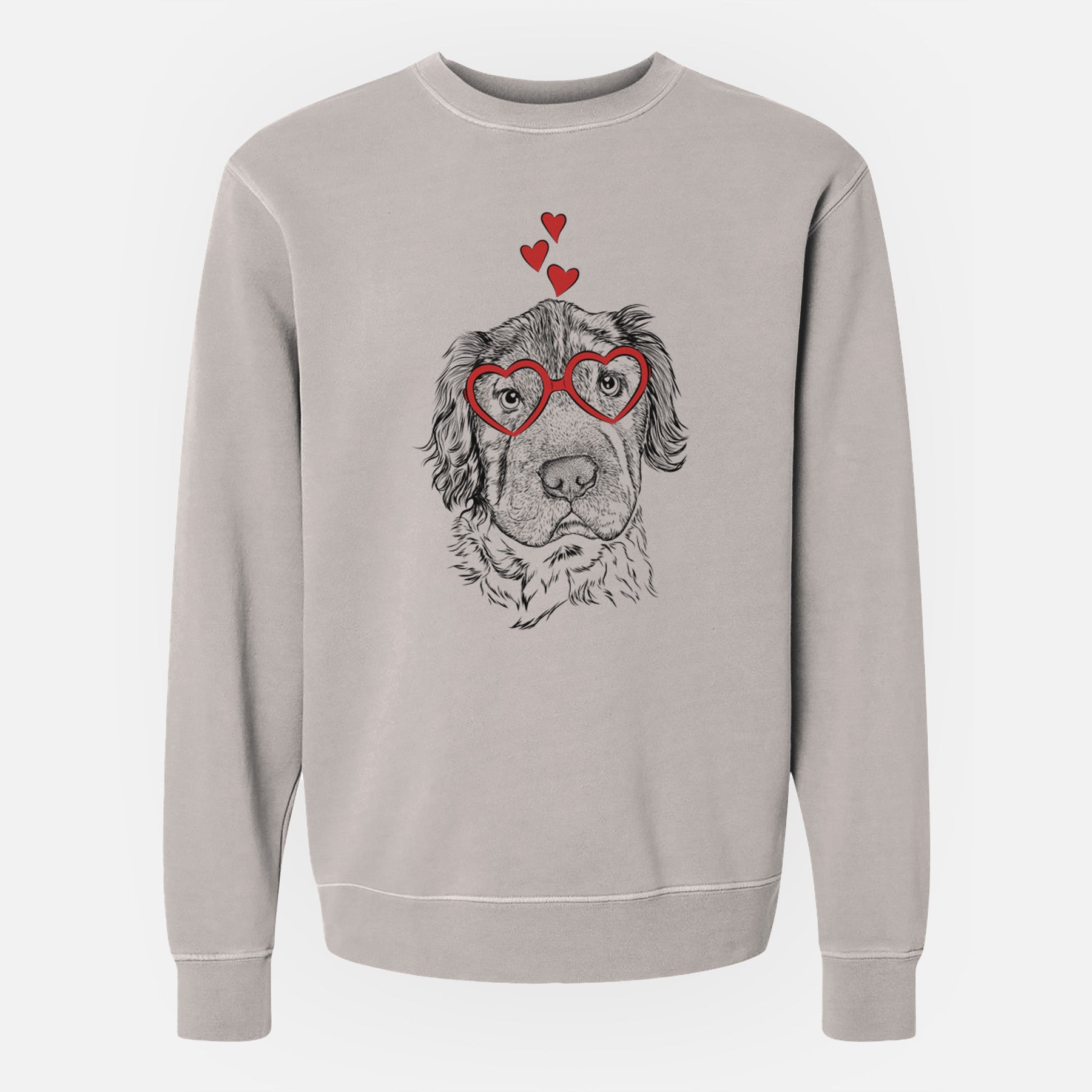 Valentine Rex the Mini Hippo - Unisex Pigment Dyed Crew Sweatshirt