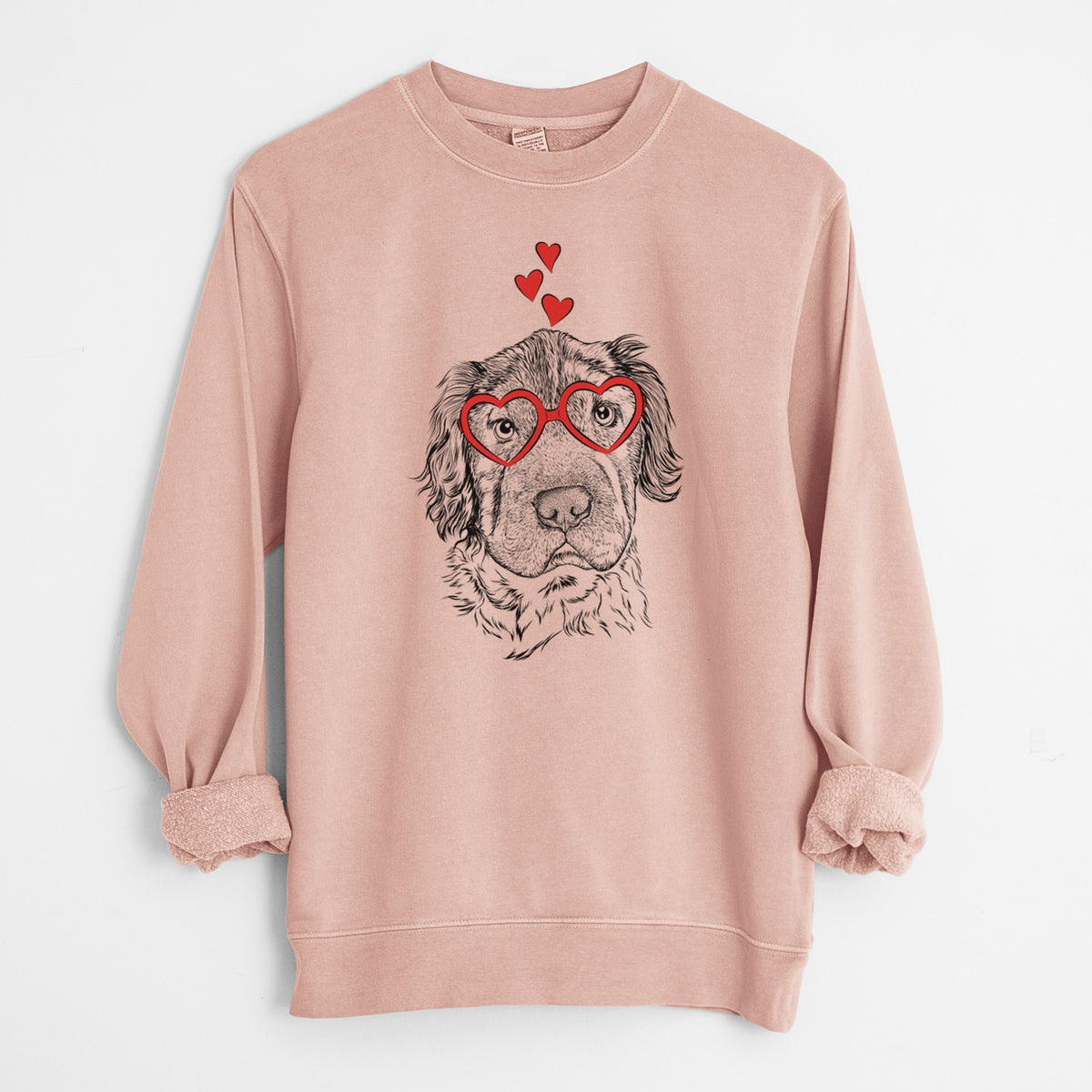 Valentine Rex the Mini Hippo - Unisex Pigment Dyed Crew Sweatshirt