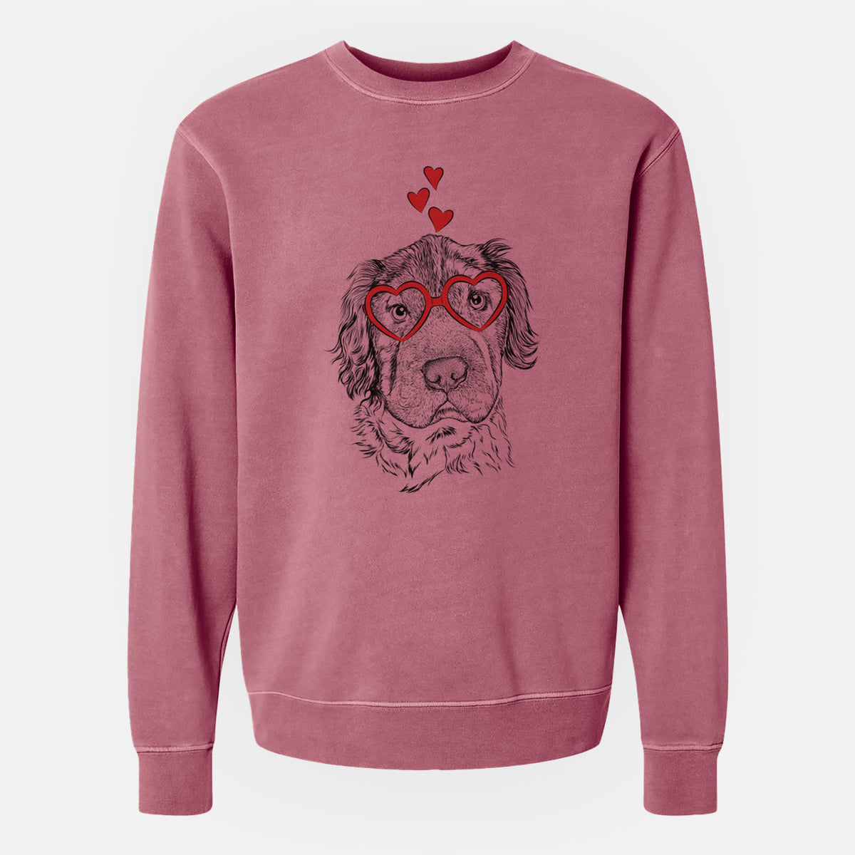 Valentine Rex the Mini Hippo - Unisex Pigment Dyed Crew Sweatshirt