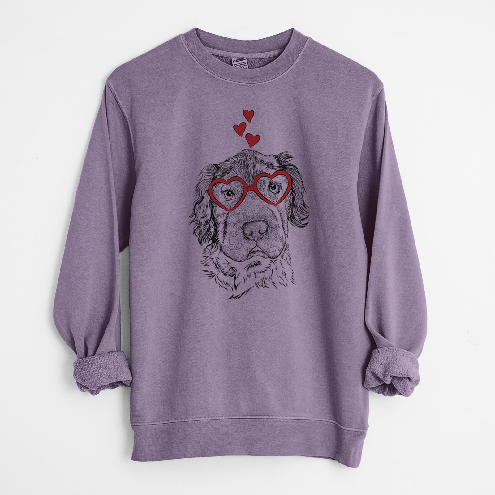 Valentine Rex the Mini Hippo - Unisex Pigment Dyed Crew Sweatshirt