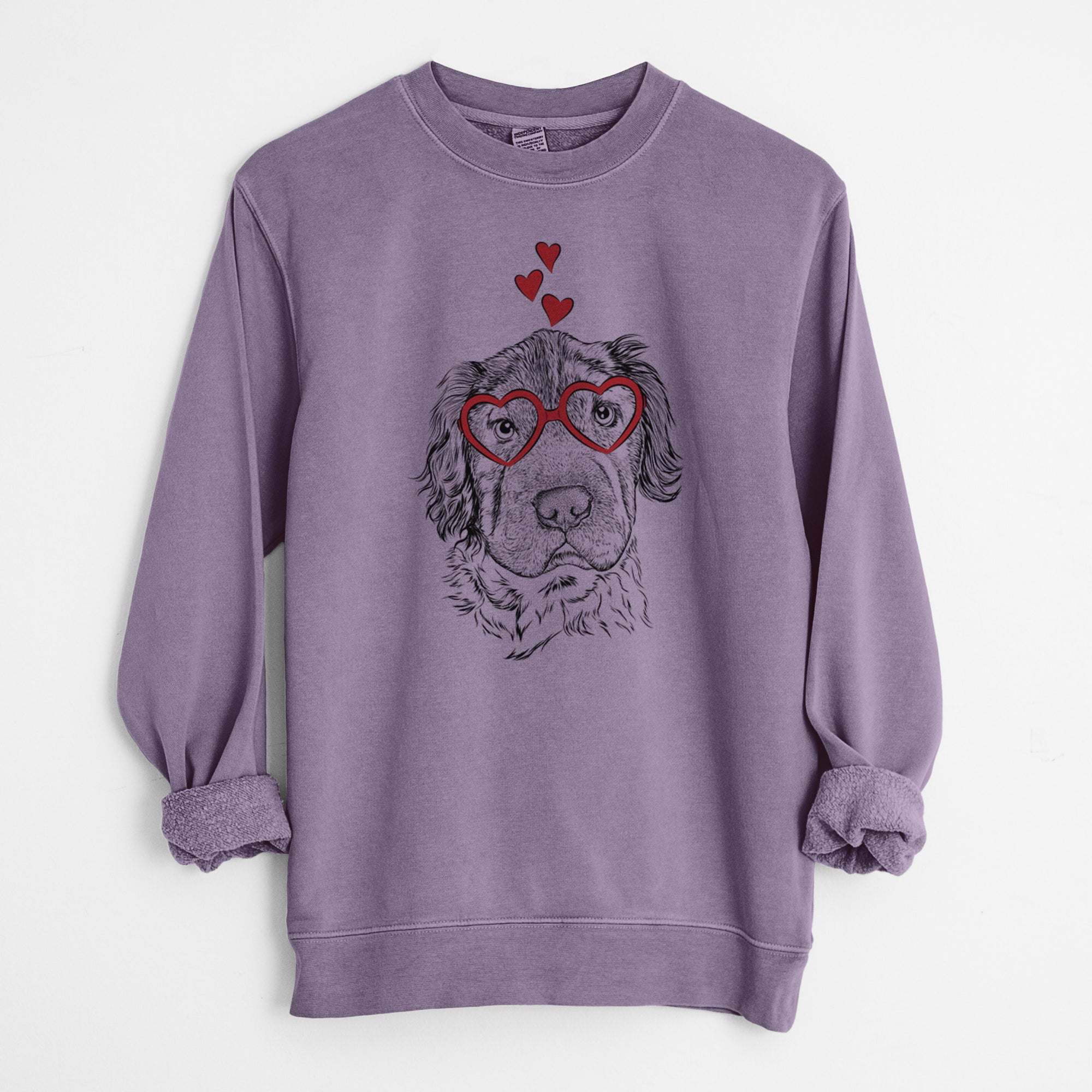 Valentine Rex the Mini Hippo - Unisex Pigment Dyed Crew Sweatshirt