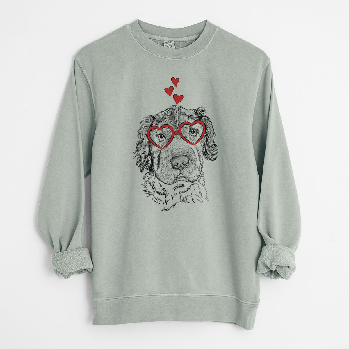 Valentine Rex the Mini Hippo - Unisex Pigment Dyed Crew Sweatshirt