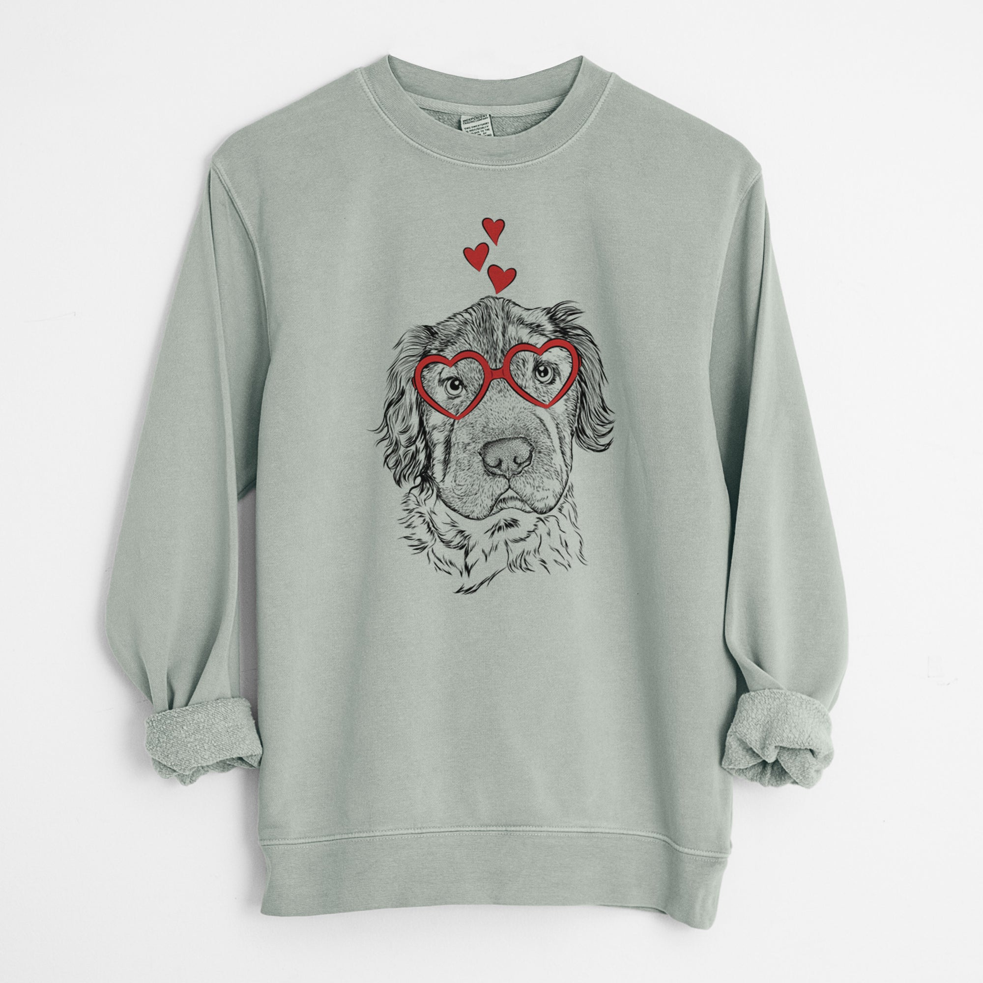 Valentine Rex the Mini Hippo - Unisex Pigment Dyed Crew Sweatshirt