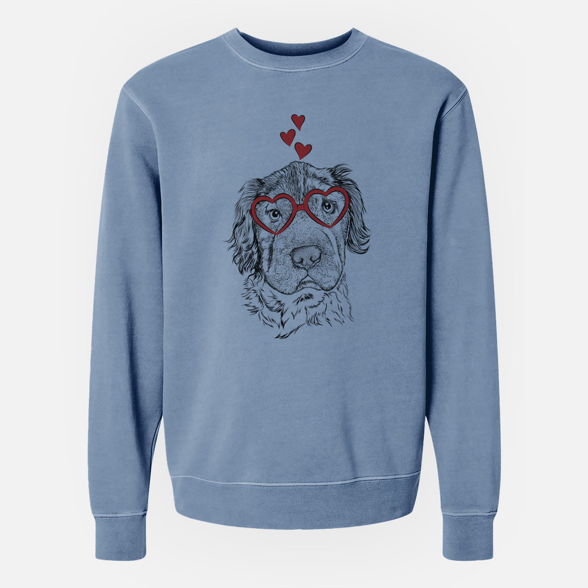 Valentine Rex the Mini Hippo - Unisex Pigment Dyed Crew Sweatshirt