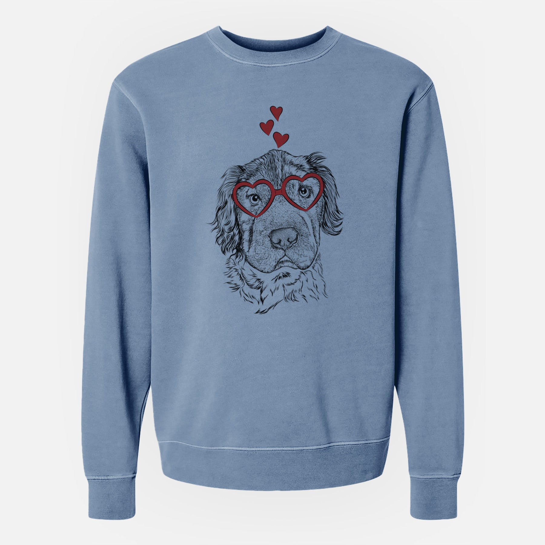 Valentine Rex the Mini Hippo - Unisex Pigment Dyed Crew Sweatshirt
