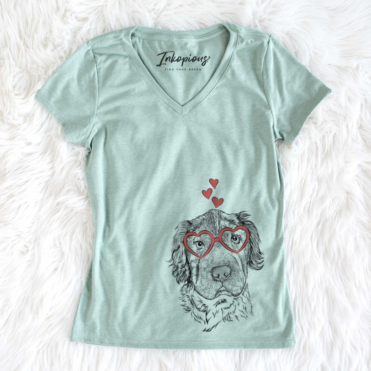 Valentine Rex the Mini Hippo - Women&#39;s V-neck Shirt