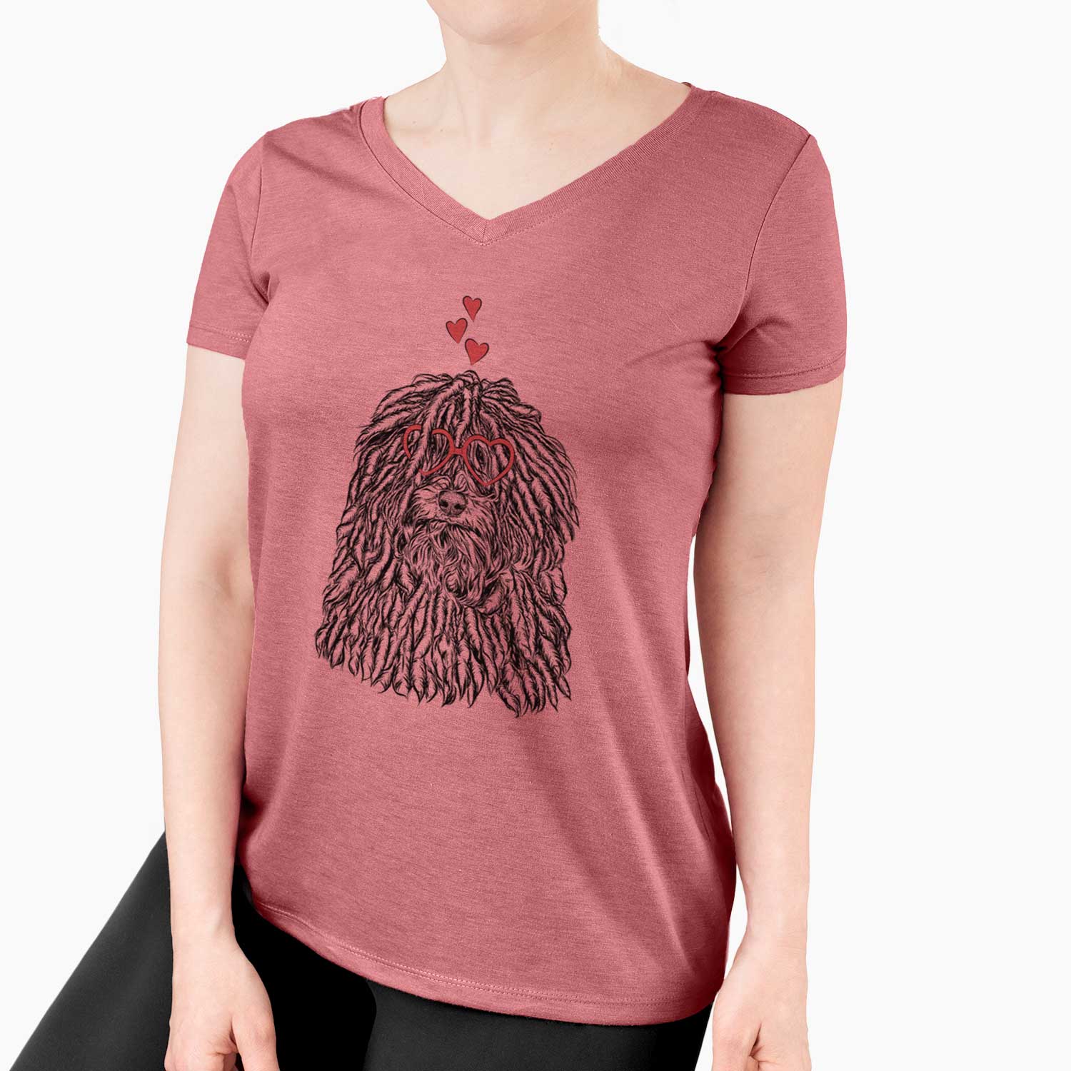 Valentine Rezi the Puli - Women's V-neck Shirt