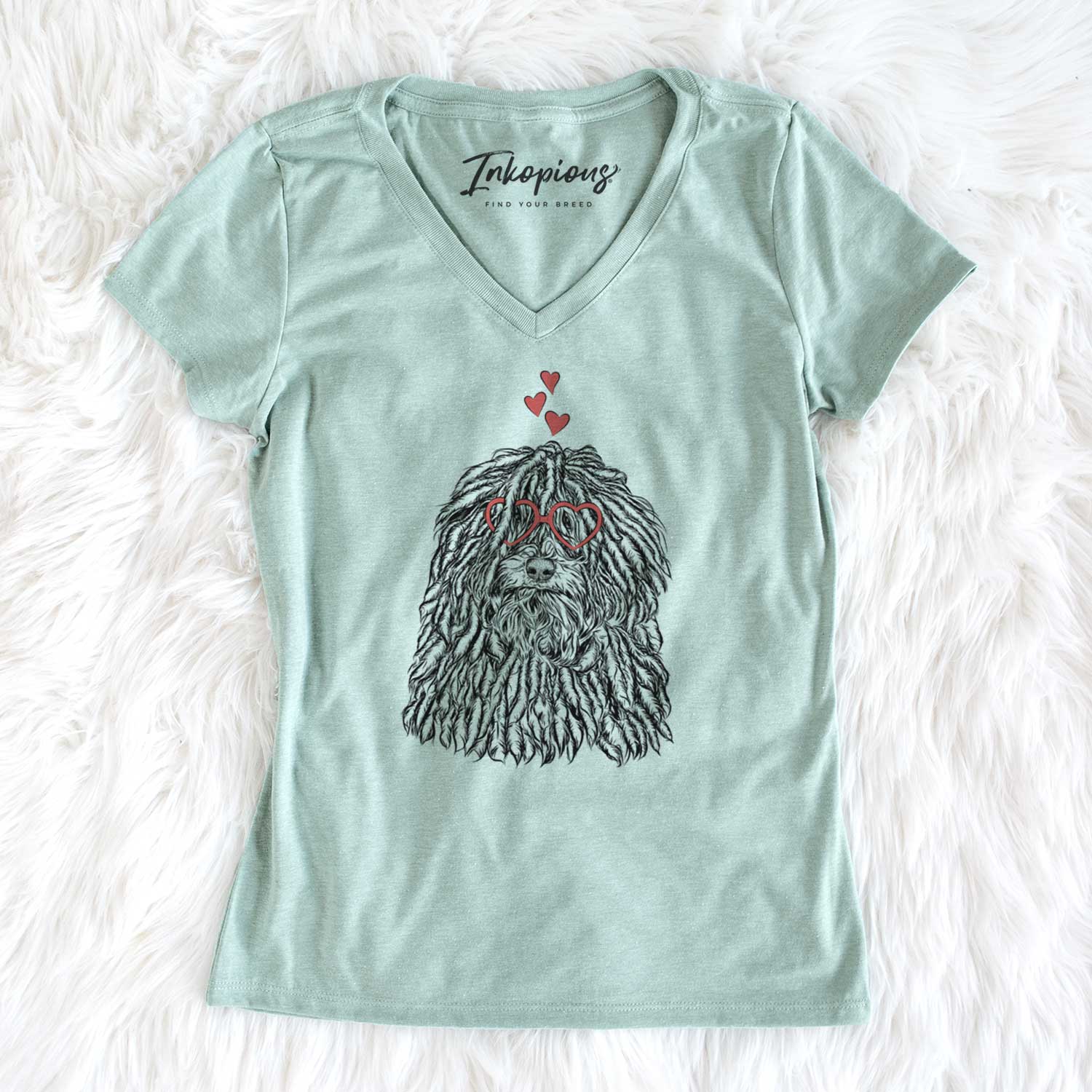 Valentine Rezi the Puli - Women's V-neck Shirt
