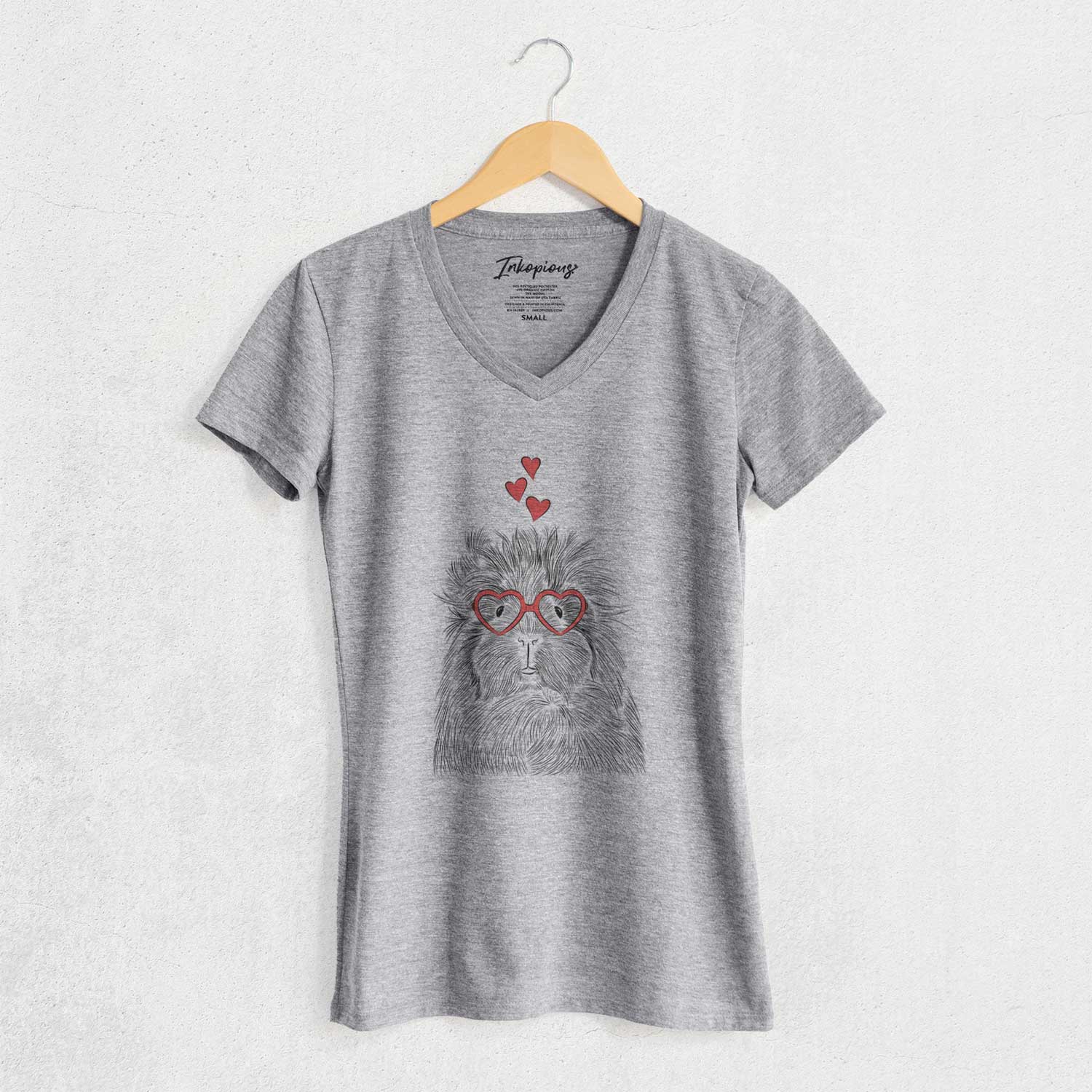 Valentine Rhino the Guinea Pig - Women's V-neck Shirt