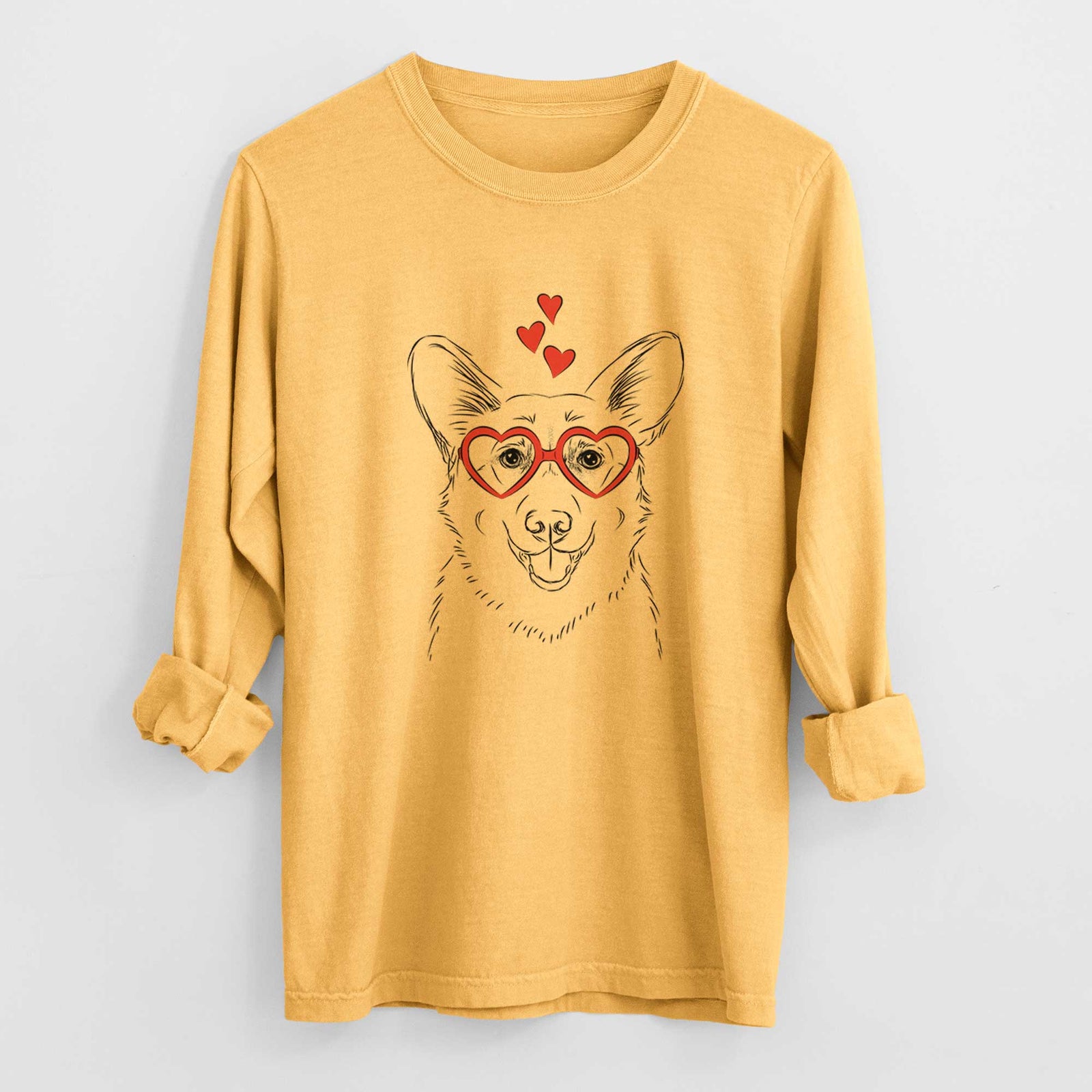 Valentine Ricco the Corgi - Heavyweight 100% Cotton Long Sleeve