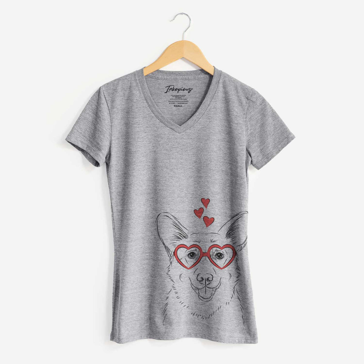 Valentine Ricco the Corgi - Women's V-neck Shirt
