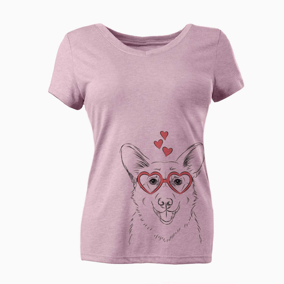 Valentine Ricco the Corgi - Women's V-neck Shirt