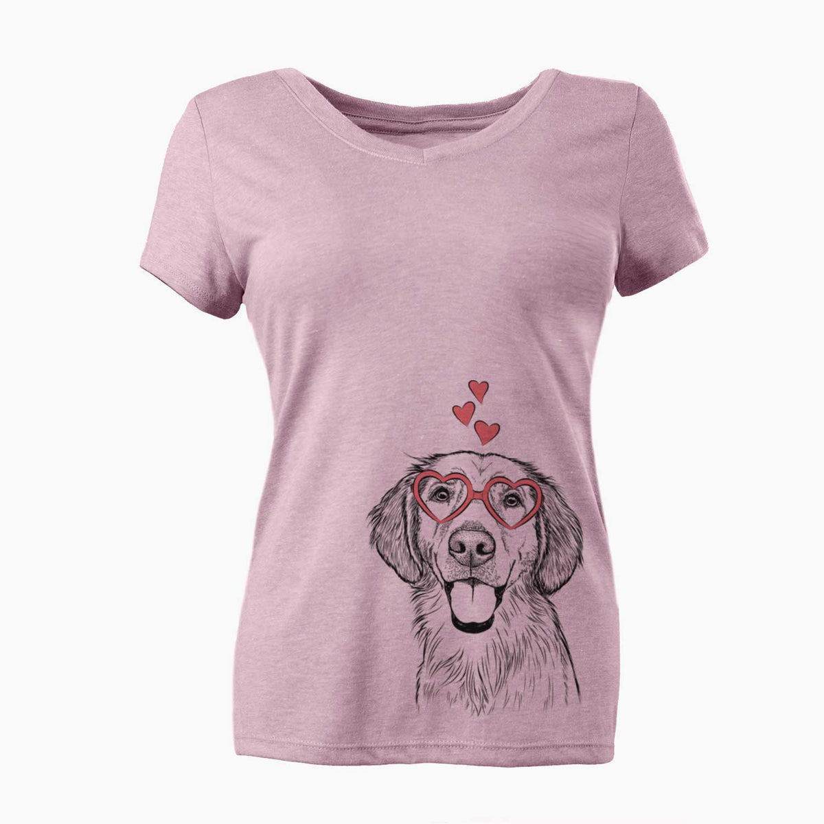 Valentine Riley the Golden Retriever - Women's V-neck Shirt