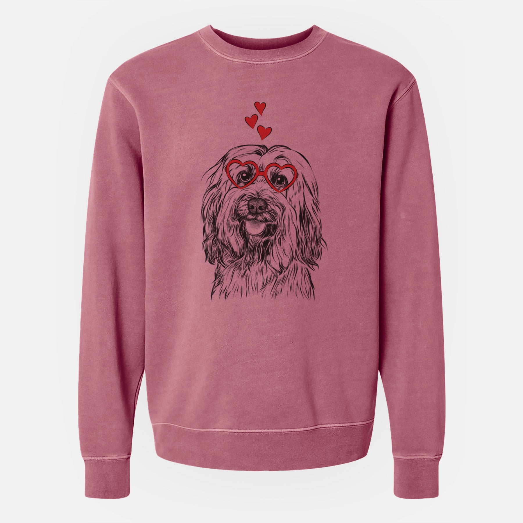 Valentine Rime the Tibetan Terrier - Unisex Pigment Dyed Crew Sweatshirt