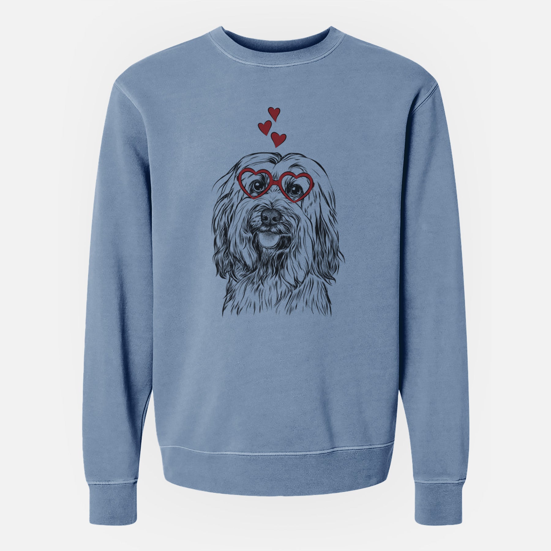 Valentine Rime the Tibetan Terrier - Unisex Pigment Dyed Crew Sweatshirt