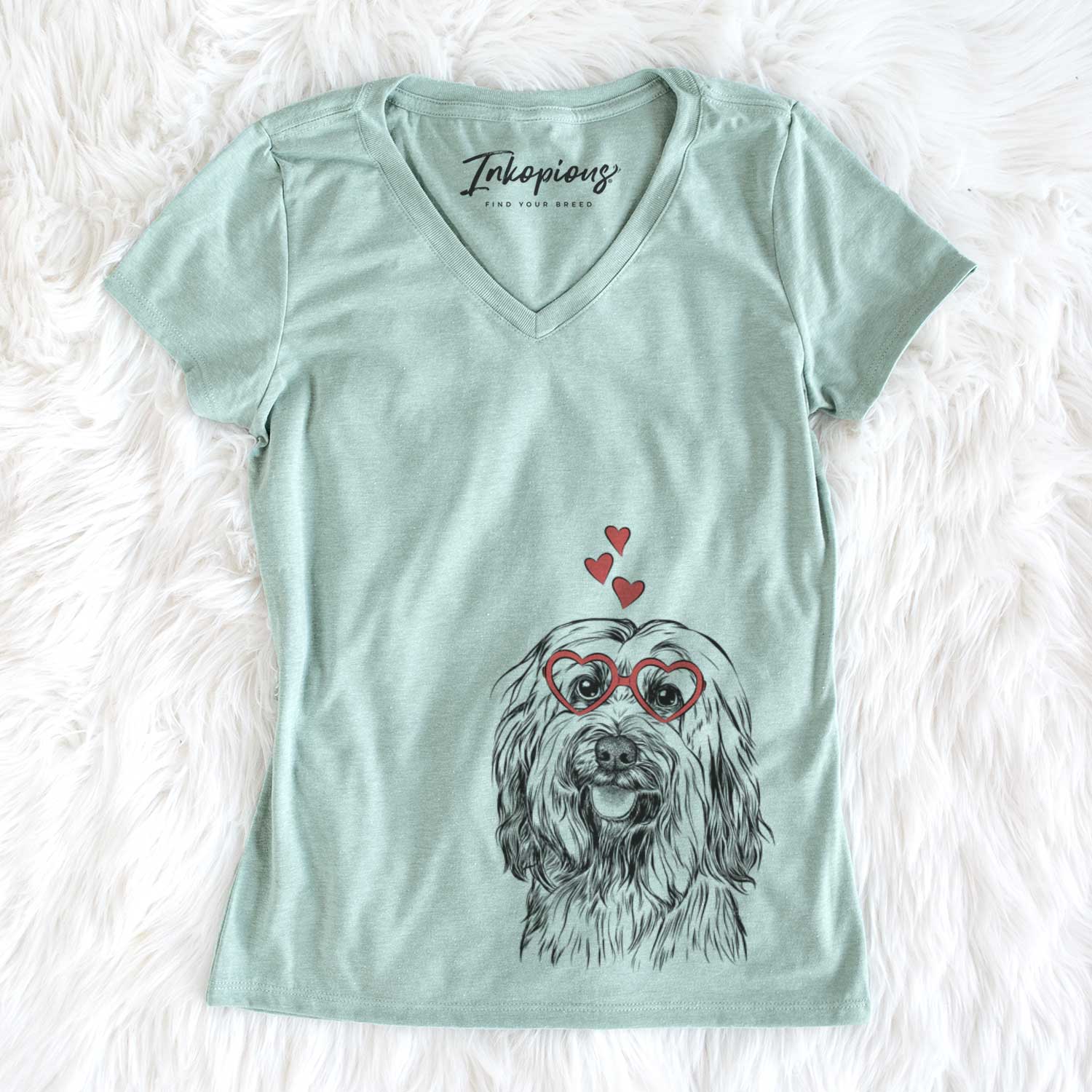 Valentine Rime the Tibetan Terrier - Women's V-neck Shirt