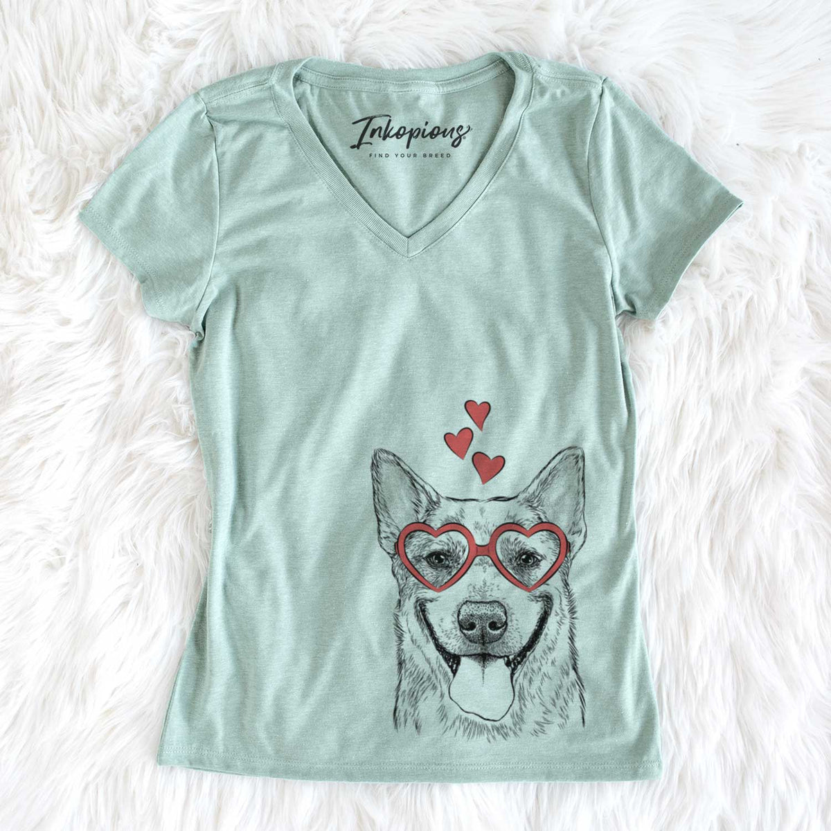 Valentine Rio the Australian Cattle Dog - Women&#39;s V-neck Shirt