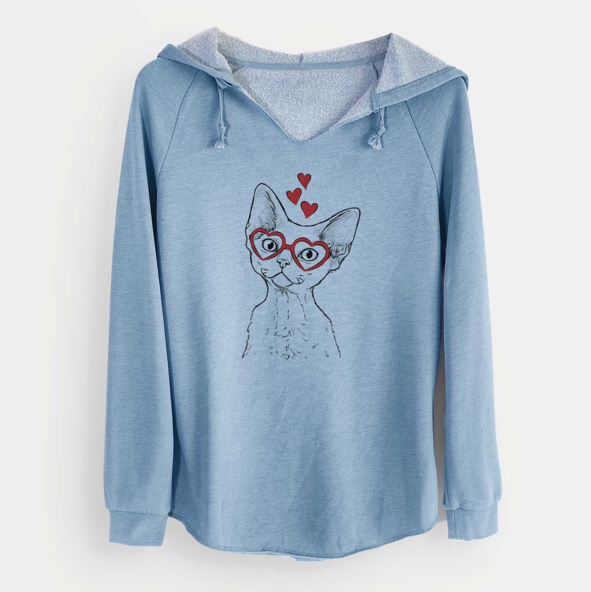 Valentine Ripley the Devon Rex Cat - Cali Wave Hooded Sweatshirt