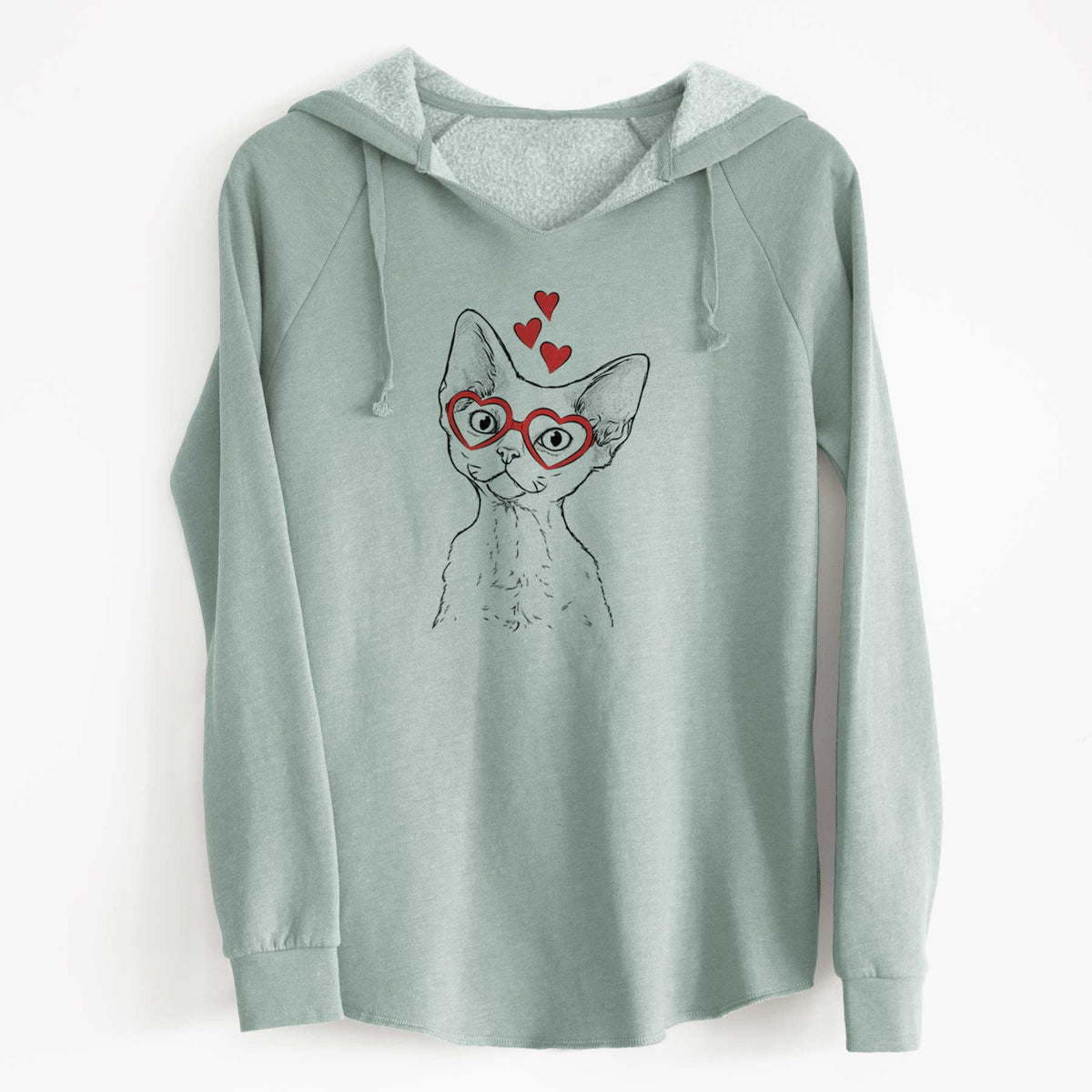 Valentine Ripley the Devon Rex Cat - Cali Wave Hooded Sweatshirt