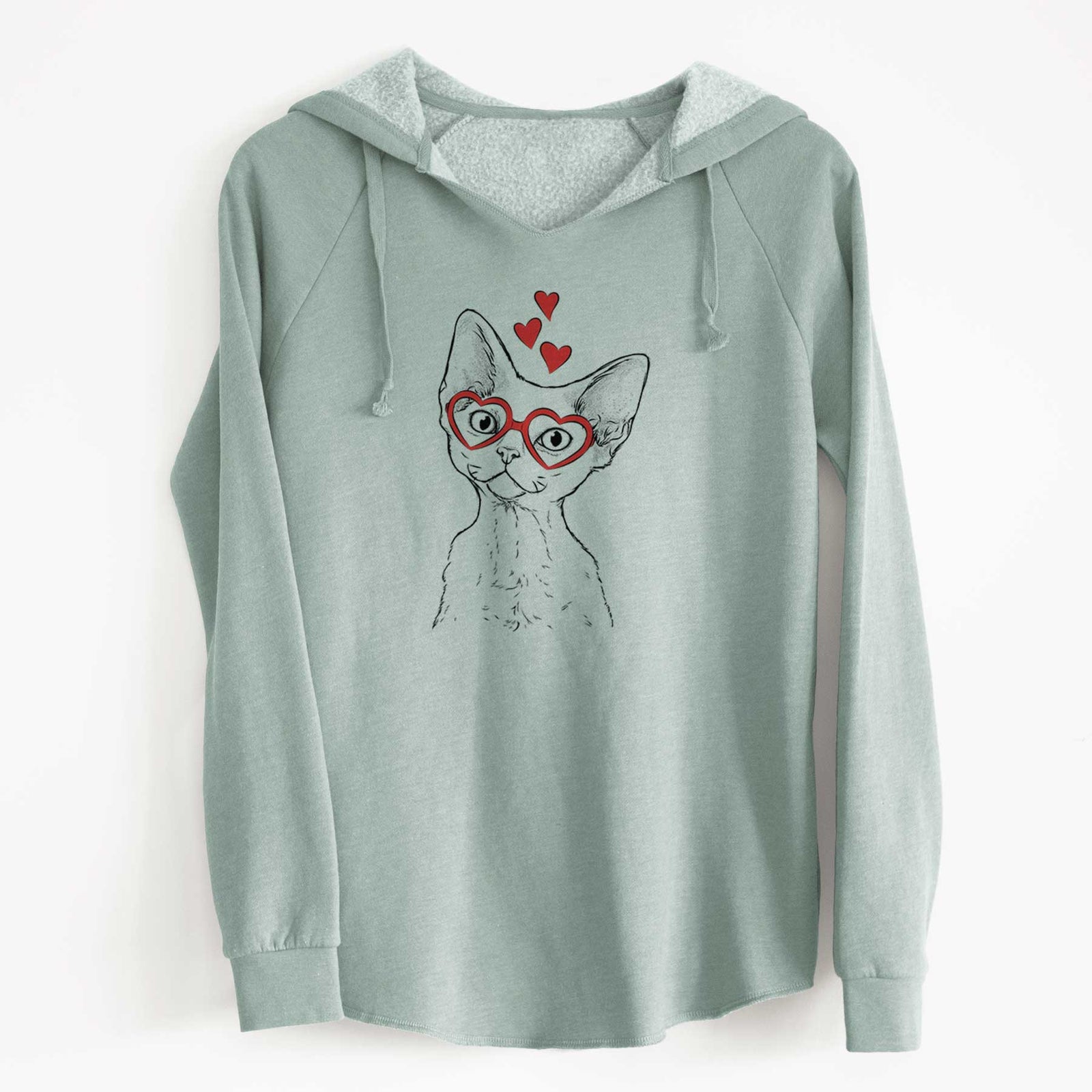 Valentine Ripley the Devon Rex Cat - Cali Wave Hooded Sweatshirt