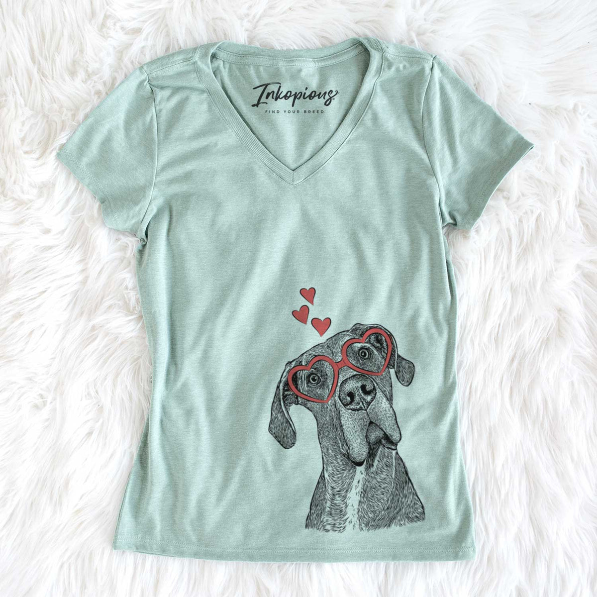 Valentine River the Great Dane - Women&#39;s V-neck Shirt