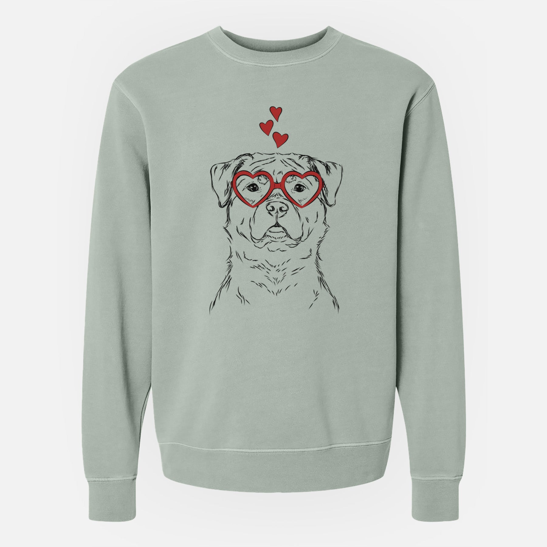 Valentine Rocky the Rottweiler - Unisex Pigment Dyed Crew Sweatshirt