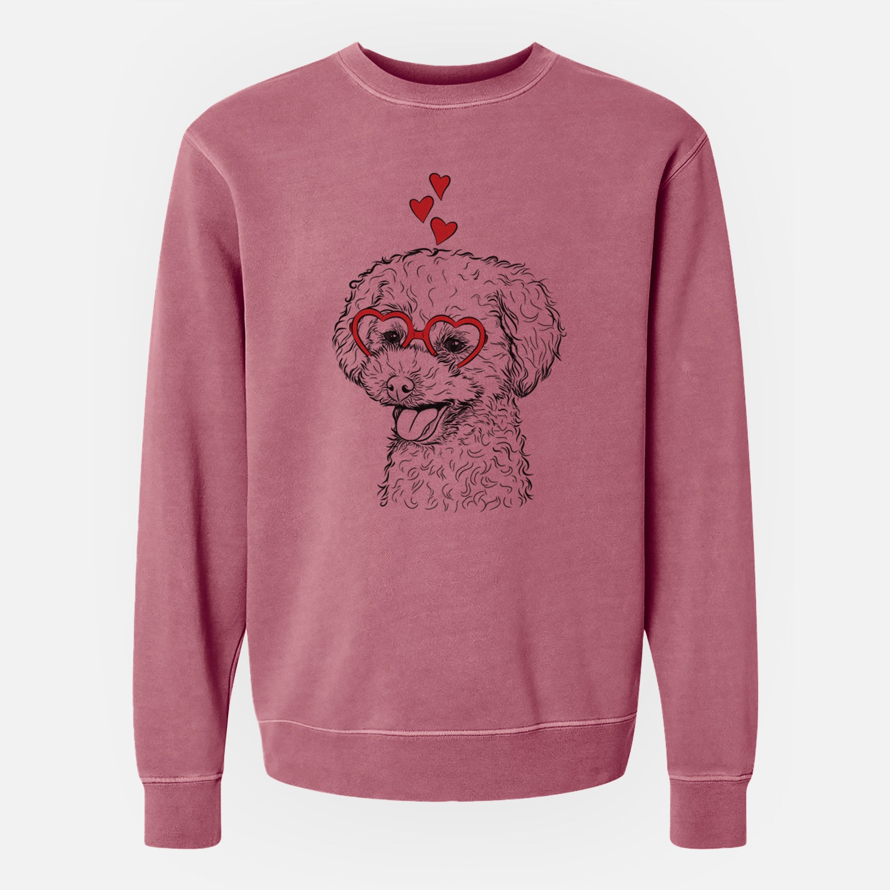 Valentine Rocky the Teacup Poodle - Unisex Pigment Dyed Crew Sweatshirt